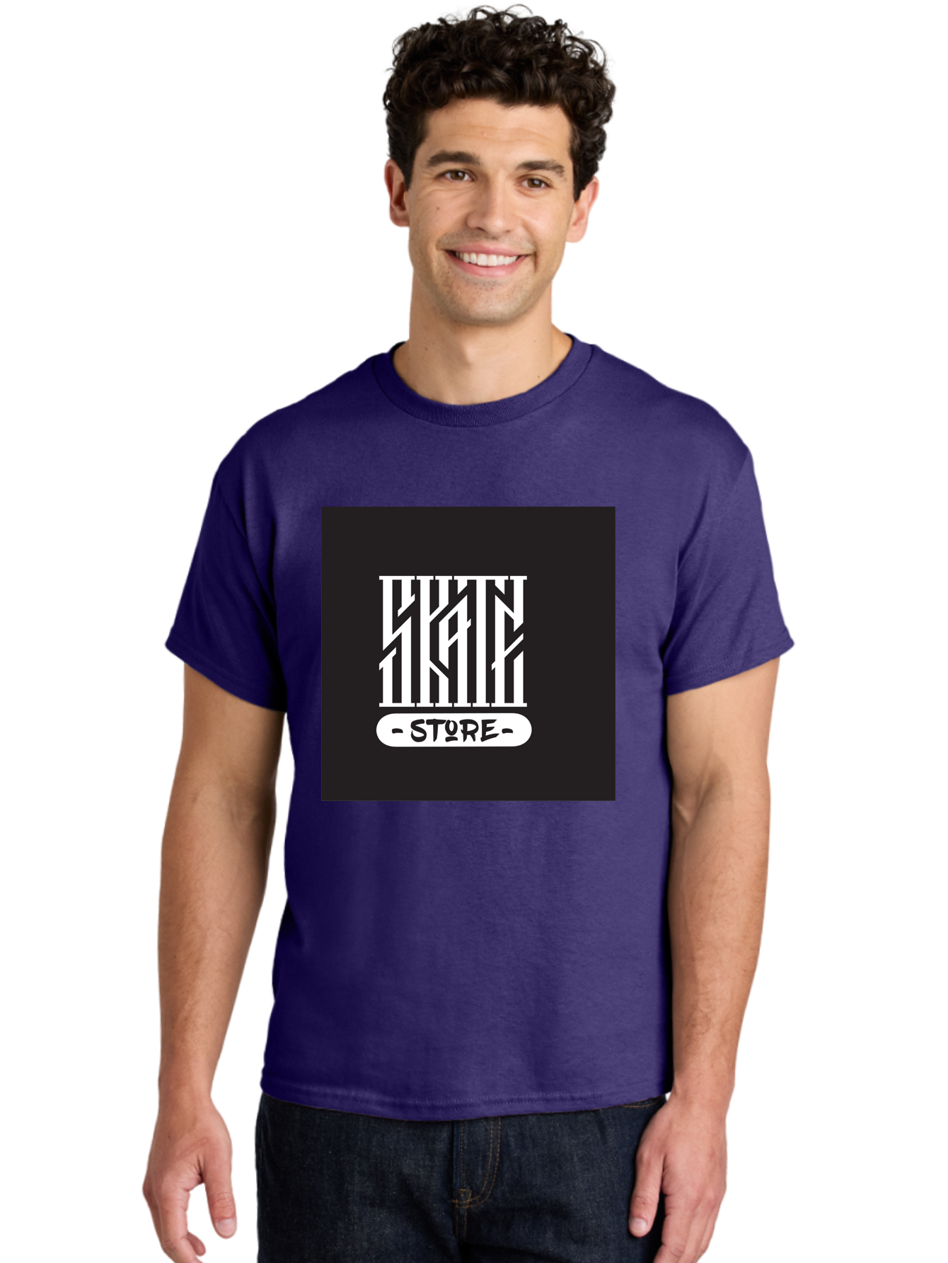 Skate-Store Men'S Graphic Tee, 100% Cotton, Comfortable Casual Summer Wear, Machine Washable, Storefront Branding, Streetwear Apparel, Skat Store, Urban Fashion, Modern Typography, Contemporary Design, Black And White Aesthetic Aac171