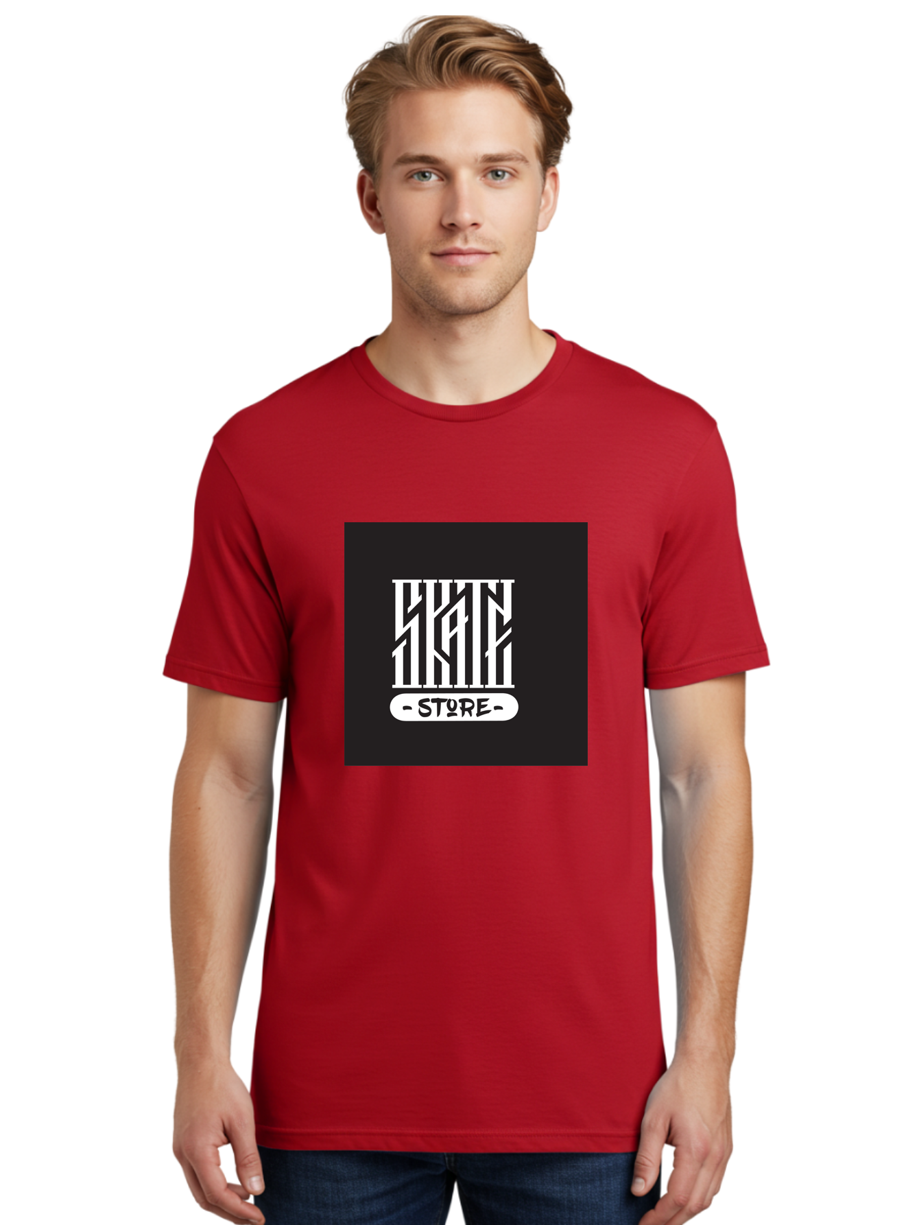 Skate-Store Men'S Graphic Tee, 100% Cotton, Comfortable Casual Summer Wear, Machine Washable, Storefront Branding, Streetwear Apparel, Skat Store, Urban Fashion, Modern Typography, Contemporary Design, Black And White Aesthetic Aac171