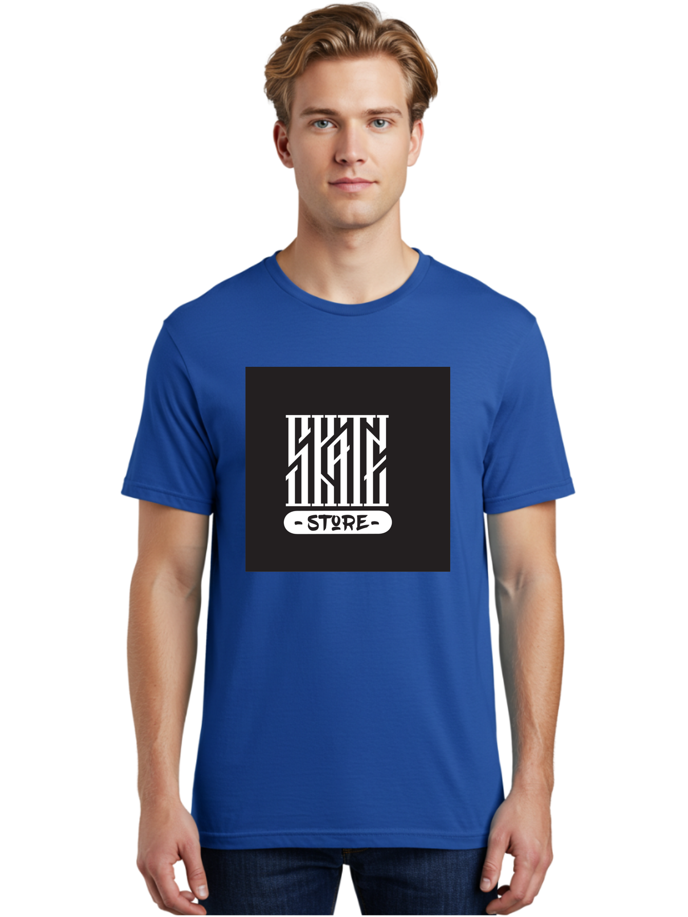 Skate-Store Men'S Graphic Tee, 100% Cotton, Comfortable Casual Summer Wear, Machine Washable, Storefront Branding, Streetwear Apparel, Skat Store, Urban Fashion, Modern Typography, Contemporary Design, Black And White Aesthetic Aac171