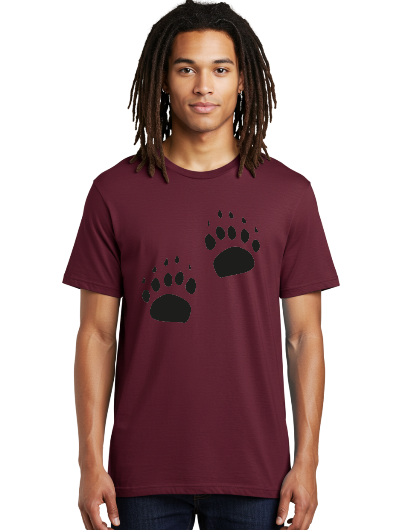 Bear-Footprints Men'S Graphic Tee, 100% Cotton, Comfortable Casual Summer Wear, Machine Washable, Bear Footprints, Wildlife Tracking, Animal Silhouettes, Forest Creatures, Wild Animal Signs, Footprints In The Wild, Wildlife Exploration Aac178