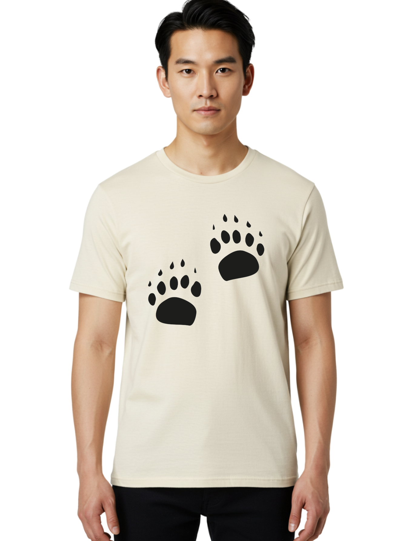 Bear-Footprints Men'S Graphic Tee, 100% Cotton, Comfortable Casual Summer Wear, Machine Washable, Bear Footprints, Wildlife Tracking, Animal Silhouettes, Forest Creatures, Wild Animal Signs, Footprints In The Wild, Wildlife Exploration Aac178