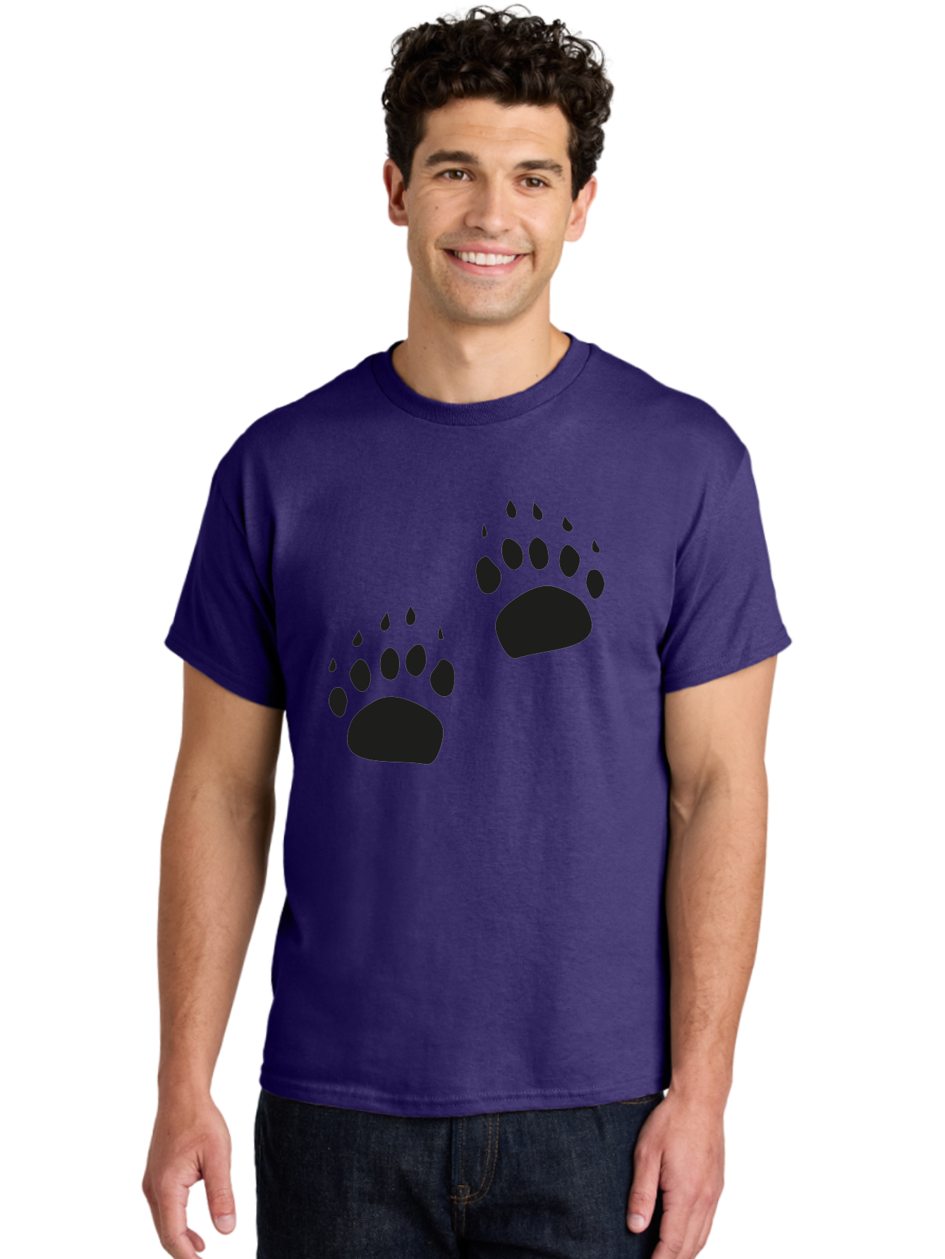 Bear-Footprints Men'S Graphic Tee, 100% Cotton, Comfortable Casual Summer Wear, Machine Washable, Bear Footprints, Wildlife Tracking, Animal Silhouettes, Forest Creatures, Wild Animal Signs, Footprints In The Wild, Wildlife Exploration Aac178