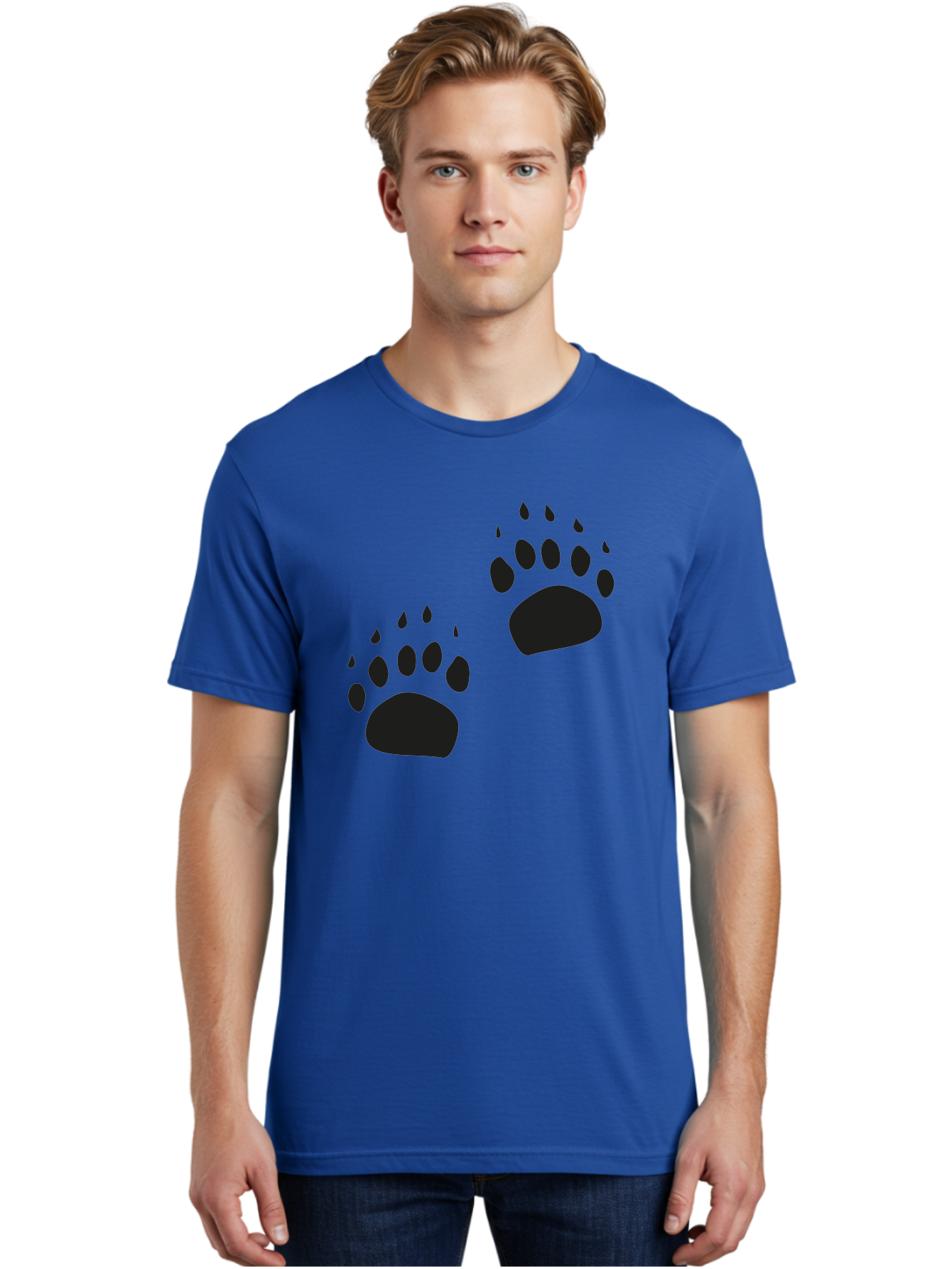 Bear-Footprints Men'S Graphic Tee, 100% Cotton, Comfortable Casual Summer Wear, Machine Washable, Bear Footprints, Wildlife Tracking, Animal Silhouettes, Forest Creatures, Wild Animal Signs, Footprints In The Wild, Wildlife Exploration Aac178