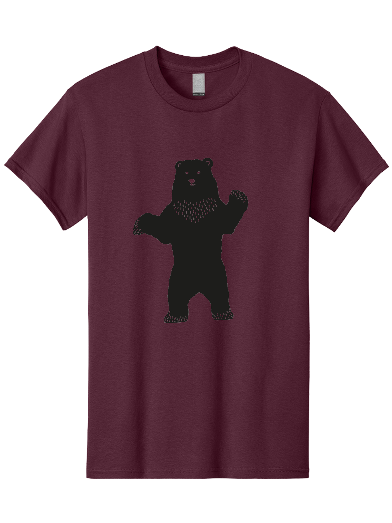 Bear Men'S Graphic Tee, 100% Cotton, Comfortable Casual Summer Wear, Machine Washable, Bear Silhouette, Wildlife, Black Bear, Minimalist Art, Simplistic Design, Standing Bear, Bold Graphics, Wild Animal Aac179
