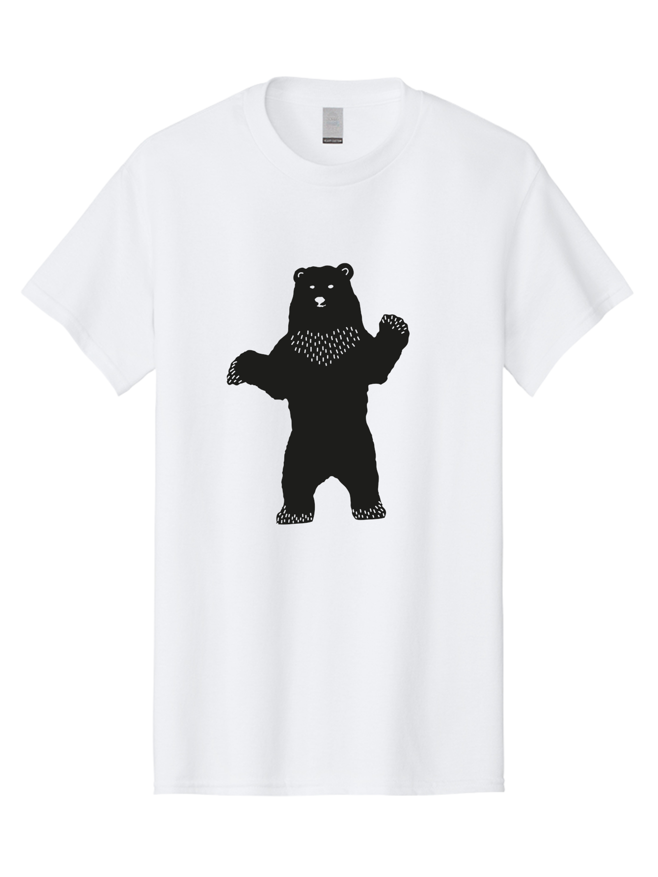 Bear Men'S Graphic Tee, 100% Cotton, Comfortable Casual Summer Wear, Machine Washable, Bear Silhouette, Wildlife, Black Bear, Minimalist Art, Simplistic Design, Standing Bear, Bold Graphics, Wild Animal Aac179