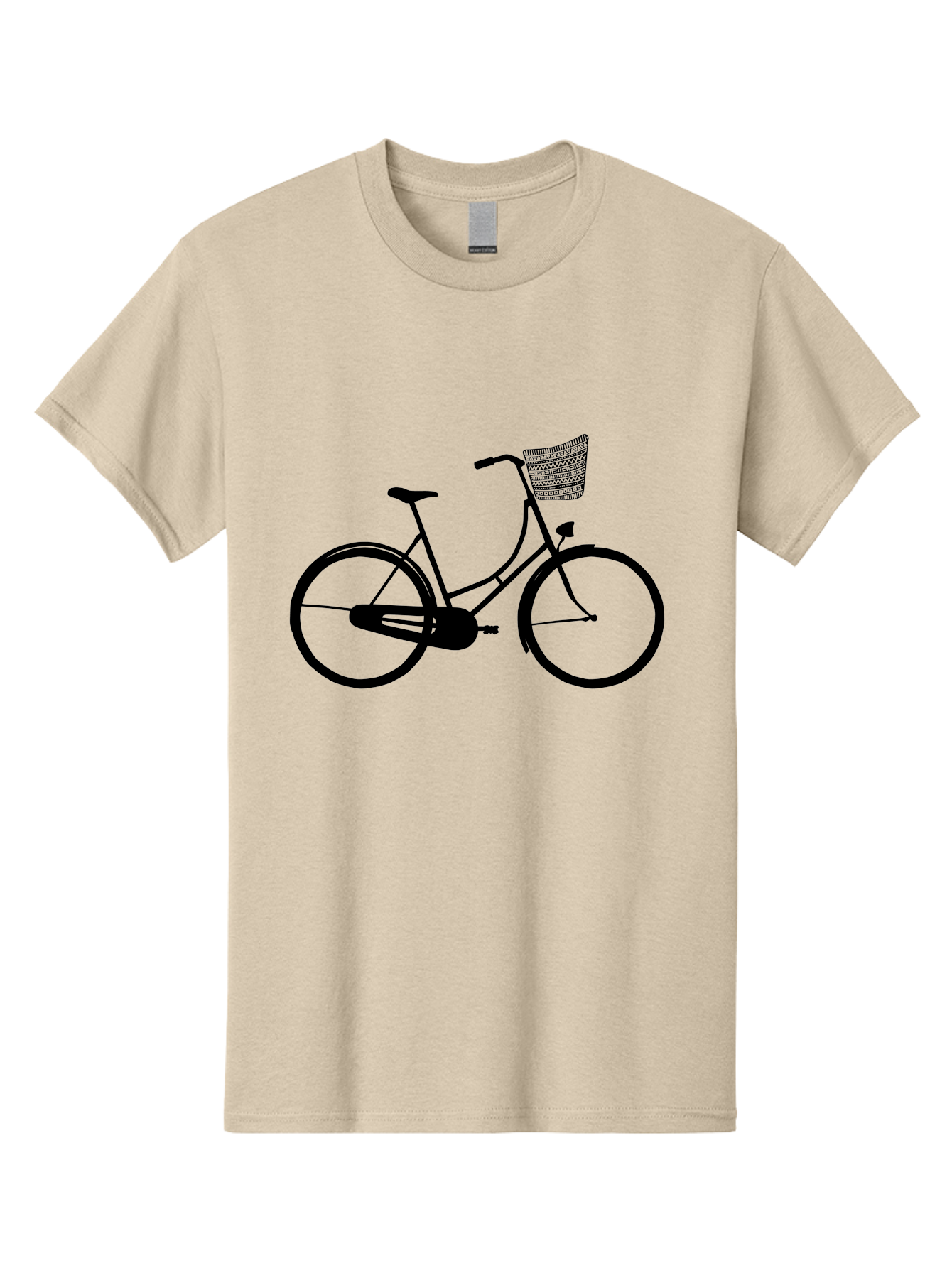 Bicycle-Silhouette Men'S Graphic Tee, 100% Cotton, Comfortable Casual Summer Wear, Machine Washable, Vintage Bicycle, Bike With Basket, Classic Cycling, Outdoor Recreation, Eco-Friendly Transportation, Leisurely Ride, Bicycle Silhouette Aac180