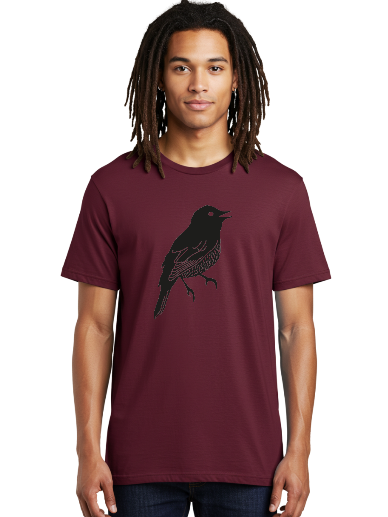 Bird-Silhouette-1 Men'S Graphic Tee, 100% Cotton, Comfortable Casual Summer Wear, Machine Washable, Silhouette Of A Bird, Bird In Flight, Graphic Illustration, Wildlife Art, Nature Design, Feathered Friend, Bird Watching Aac181