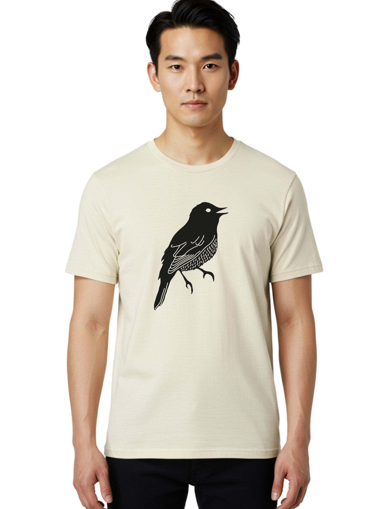 Bird-Silhouette-1 Men'S Graphic Tee, 100% Cotton, Comfortable Casual Summer Wear, Machine Washable, Silhouette Of A Bird, Bird In Flight, Graphic Illustration, Wildlife Art, Nature Design, Feathered Friend, Bird Watching Aac181