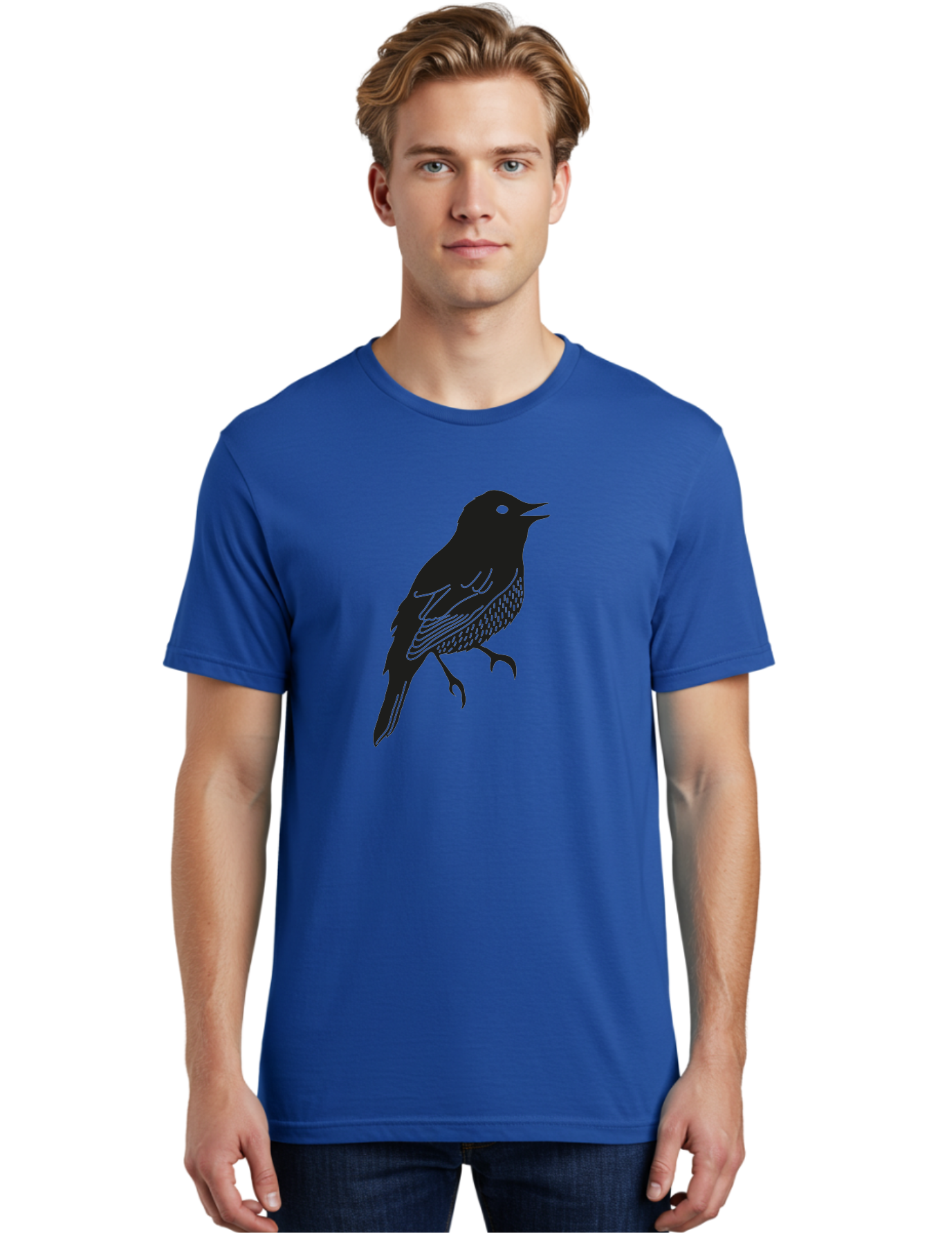 Bird-Silhouette-1 Men'S Graphic Tee, 100% Cotton, Comfortable Casual Summer Wear, Machine Washable, Silhouette Of A Bird, Bird In Flight, Graphic Illustration, Wildlife Art, Nature Design, Feathered Friend, Bird Watching Aac181