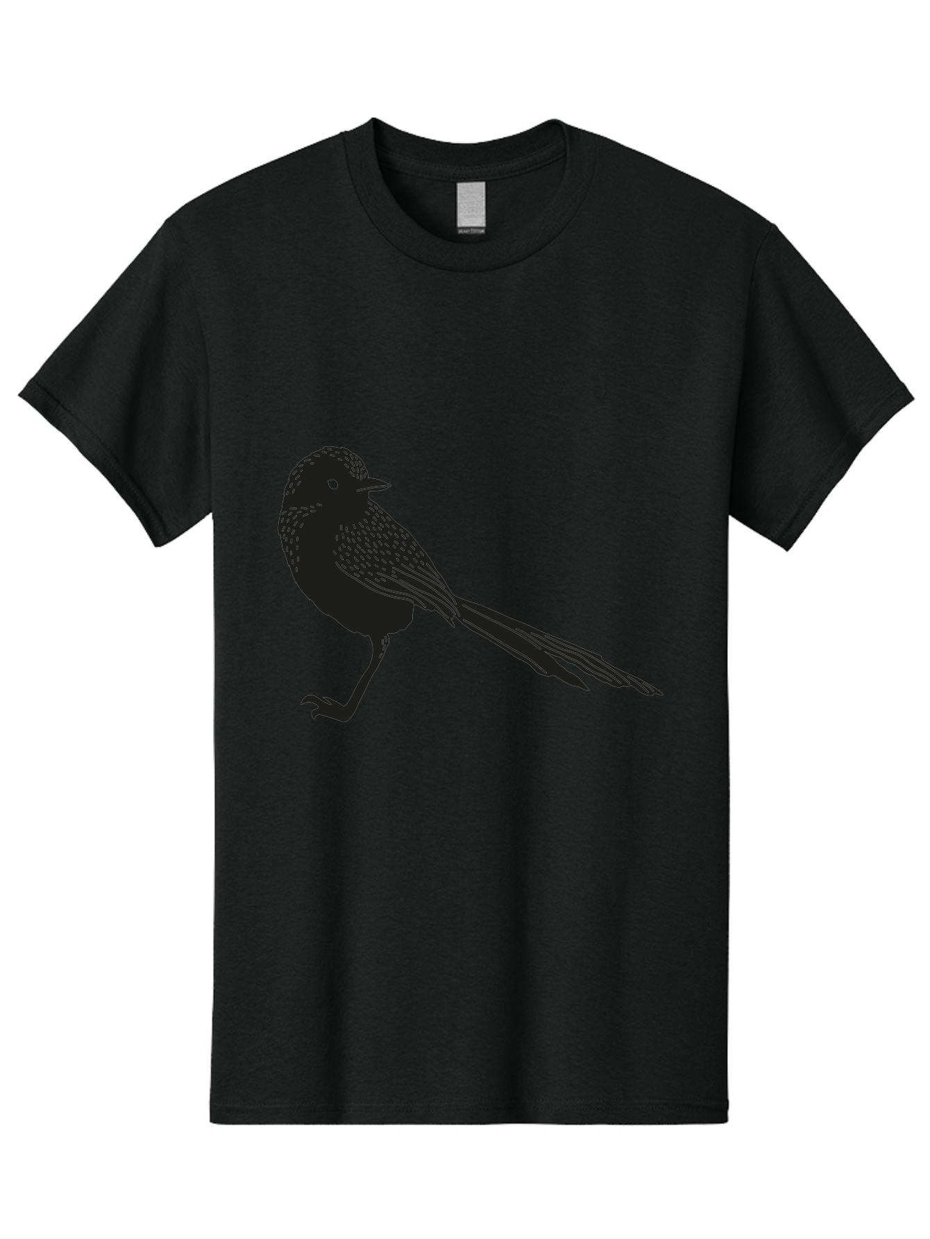 Bird-Silhouette-2 Men'S Graphic Tee, 100% Cotton, Comfortable Casual Summer Wear, Machine Washable, Bird Silhouette, Avian Icon, Minimalist Design, Simple Shape, Nature-Inspired, Wildlife Illustration, Bird Watching, Ornithology Aac182