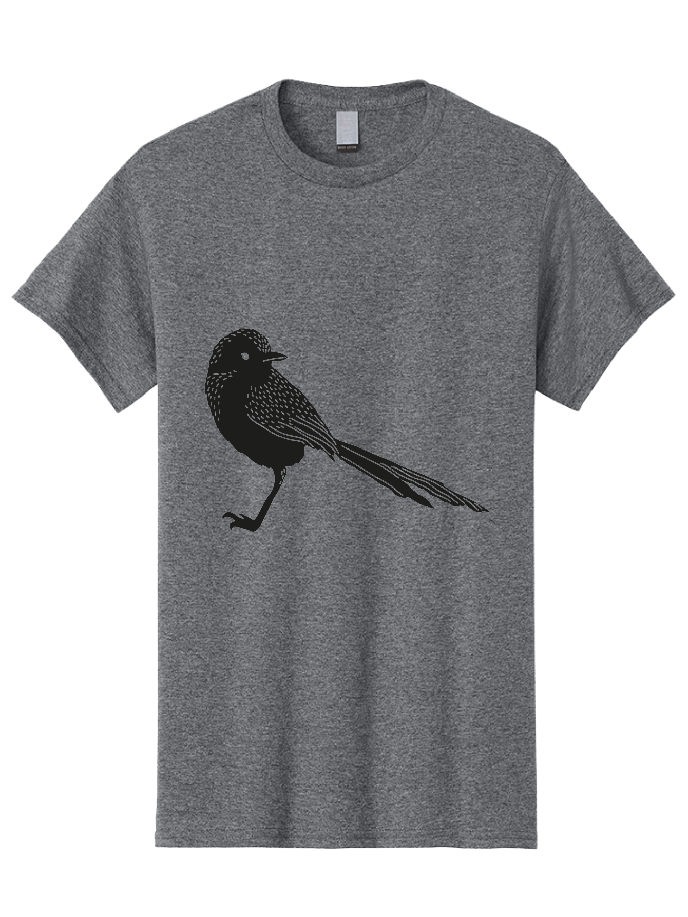 Bird-Silhouette-2 Men'S Graphic Tee, 100% Cotton, Comfortable Casual Summer Wear, Machine Washable, Bird Silhouette, Avian Icon, Minimalist Design, Simple Shape, Nature-Inspired, Wildlife Illustration, Bird Watching, Ornithology Aac182