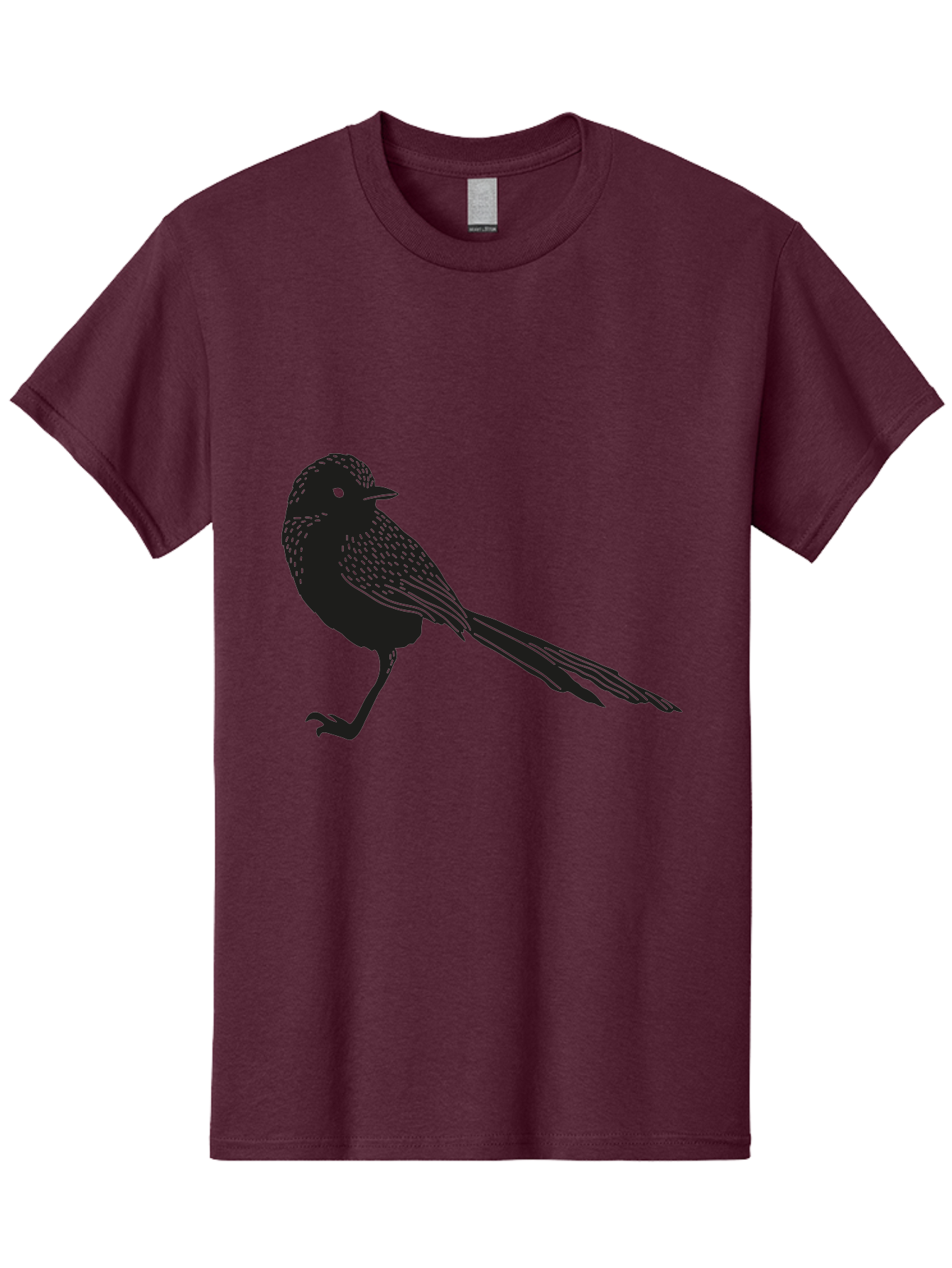 Bird-Silhouette-2 Men'S Graphic Tee, 100% Cotton, Comfortable Casual Summer Wear, Machine Washable, Bird Silhouette, Avian Icon, Minimalist Design, Simple Shape, Nature-Inspired, Wildlife Illustration, Bird Watching, Ornithology Aac182