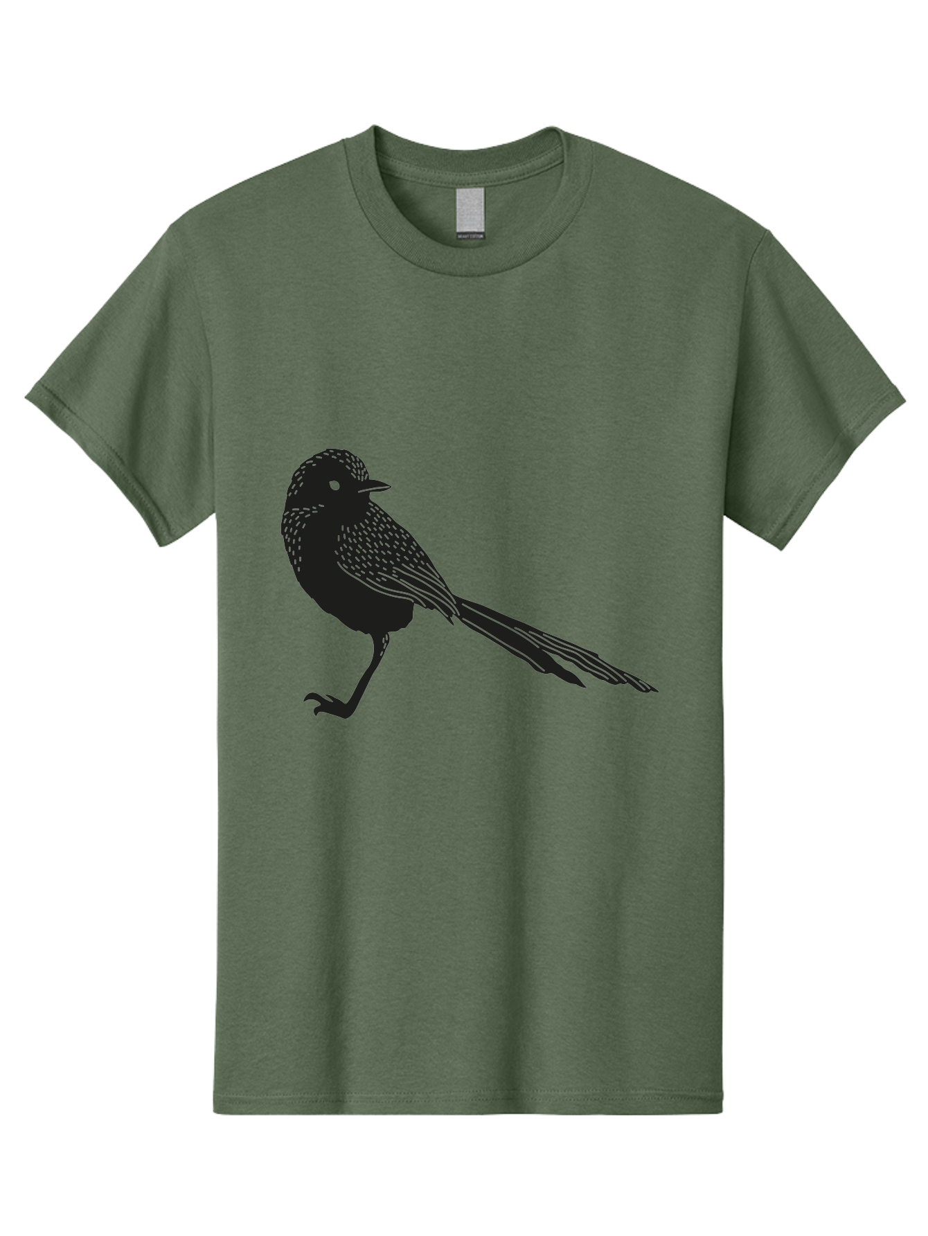 Bird-Silhouette-2 Men'S Graphic Tee, 100% Cotton, Comfortable Casual Summer Wear, Machine Washable, Bird Silhouette, Avian Icon, Minimalist Design, Simple Shape, Nature-Inspired, Wildlife Illustration, Bird Watching, Ornithology Aac182