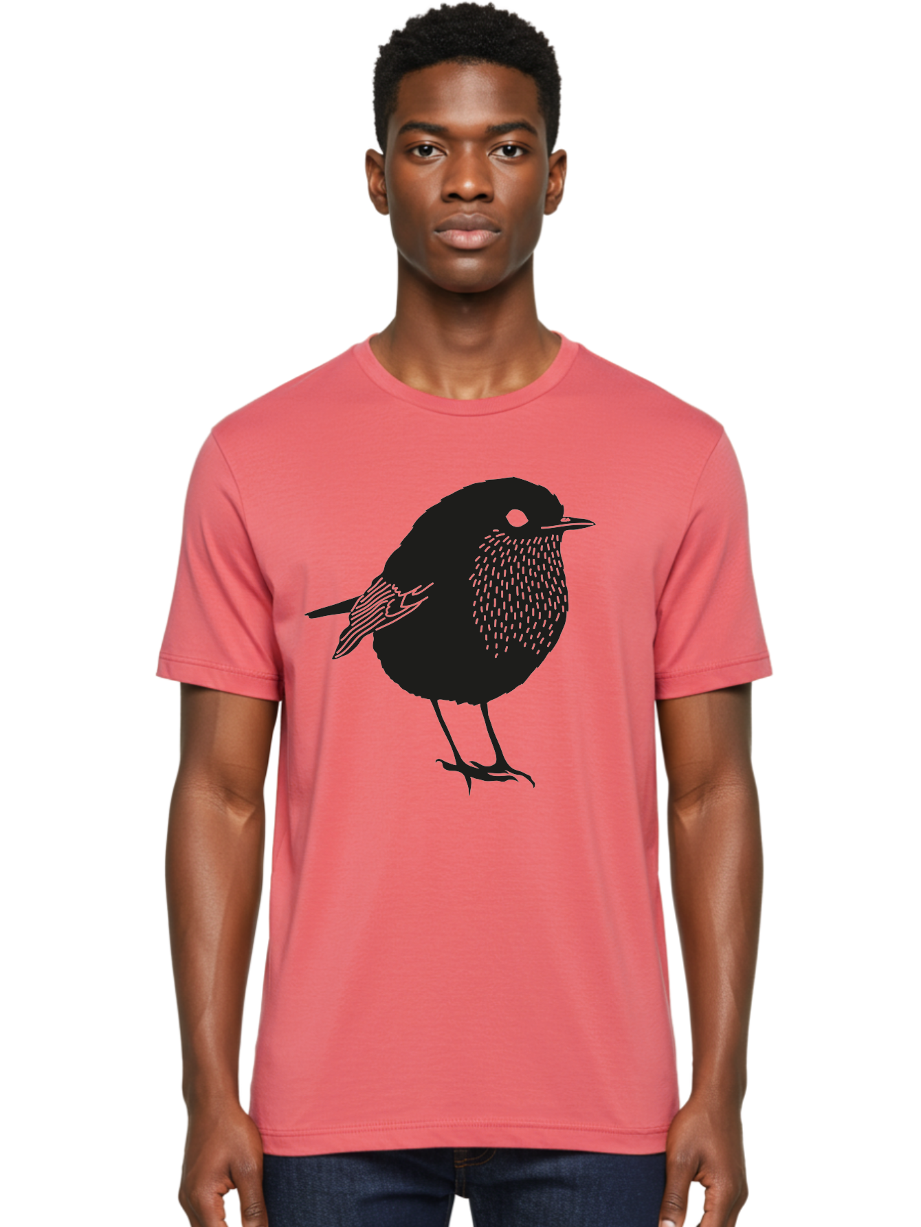 Bird-Silhouette-3 Men'S Graphic Tee, 100% Cotton, Comfortable Casual Summer Wear, Machine Washable, Black Bird Silhouette, Minimalist Design, Bird Illustration, Simple Art, Wildlife Graphic, Modern Illustration, Small Bird, Black Feathers Aac183