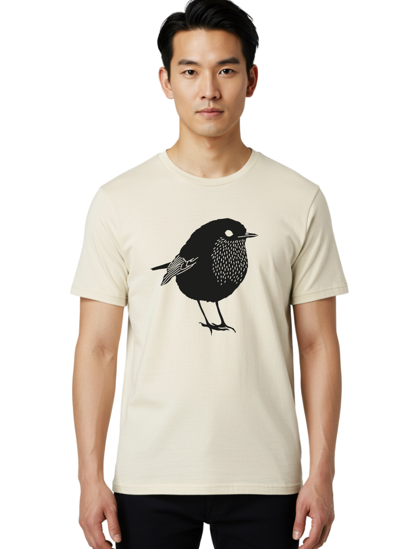 Bird-Silhouette-3 Men'S Graphic Tee, 100% Cotton, Comfortable Casual Summer Wear, Machine Washable, Black Bird Silhouette, Minimalist Design, Bird Illustration, Simple Art, Wildlife Graphic, Modern Illustration, Small Bird, Black Feathers Aac183