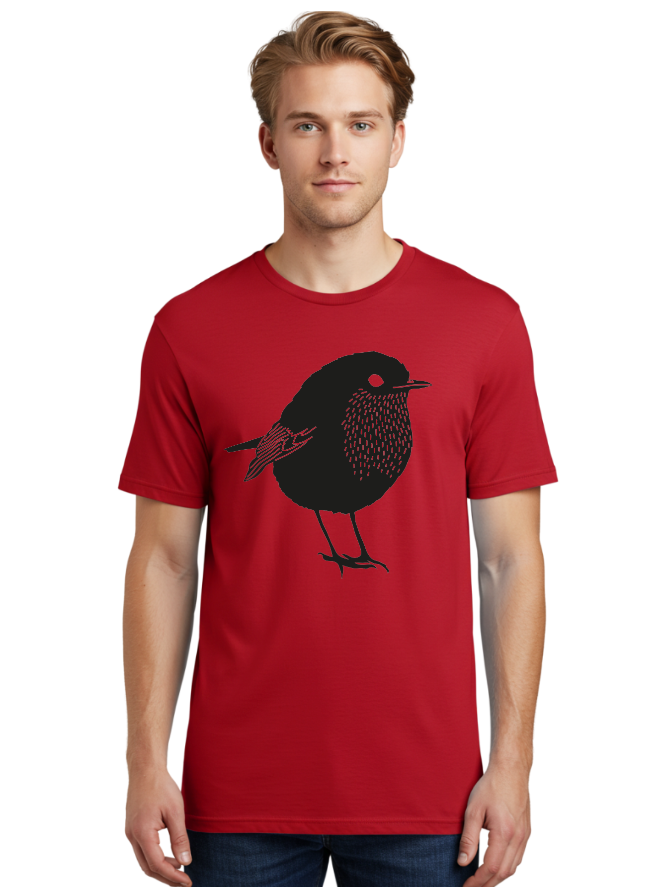 Bird-Silhouette-3 Men'S Graphic Tee, 100% Cotton, Comfortable Casual Summer Wear, Machine Washable, Black Bird Silhouette, Minimalist Design, Bird Illustration, Simple Art, Wildlife Graphic, Modern Illustration, Small Bird, Black Feathers Aac183