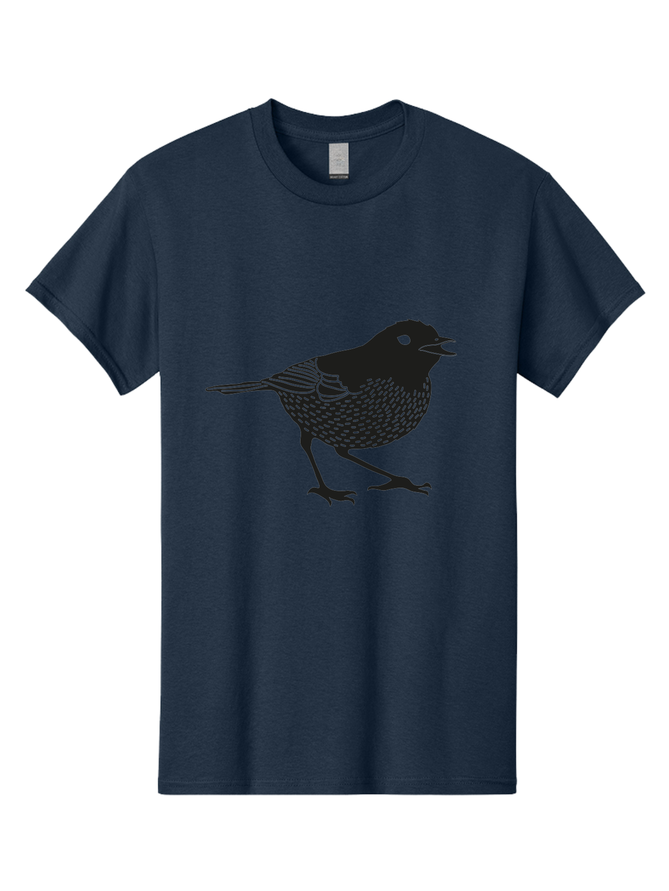 Bird-Silhouette Men'S Graphic Tee, 100% Cotton, Comfortable Casual Summer Wear, Machine Washable, Black Bird Silhouette, Graphic Illustration, Bird In Flight, Wildlife Art, Minimalist Design, Birdwatching, Ornithology Aac184