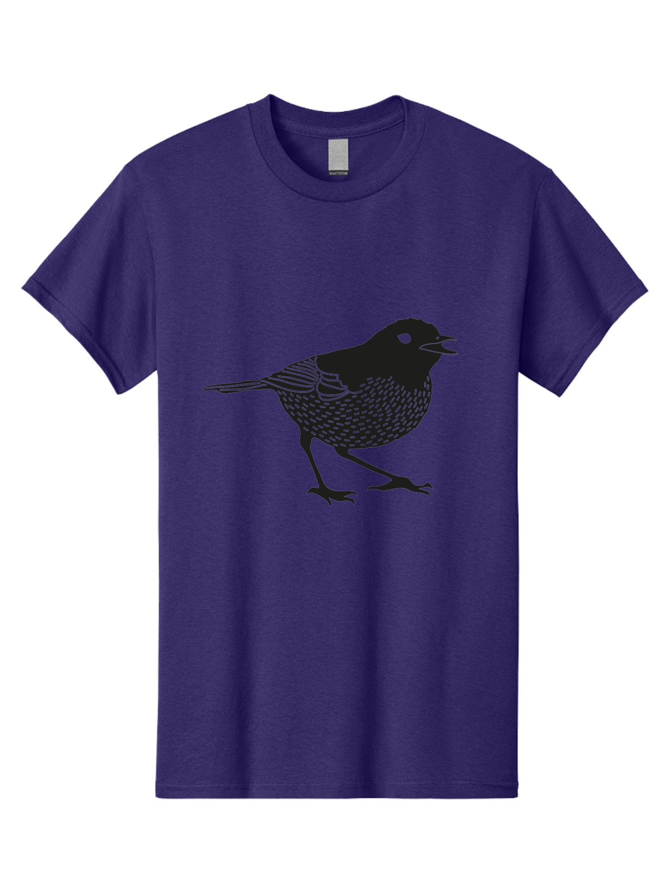 Bird-Silhouette Men'S Graphic Tee, 100% Cotton, Comfortable Casual Summer Wear, Machine Washable, Black Bird Silhouette, Graphic Illustration, Bird In Flight, Wildlife Art, Minimalist Design, Birdwatching, Ornithology Aac184