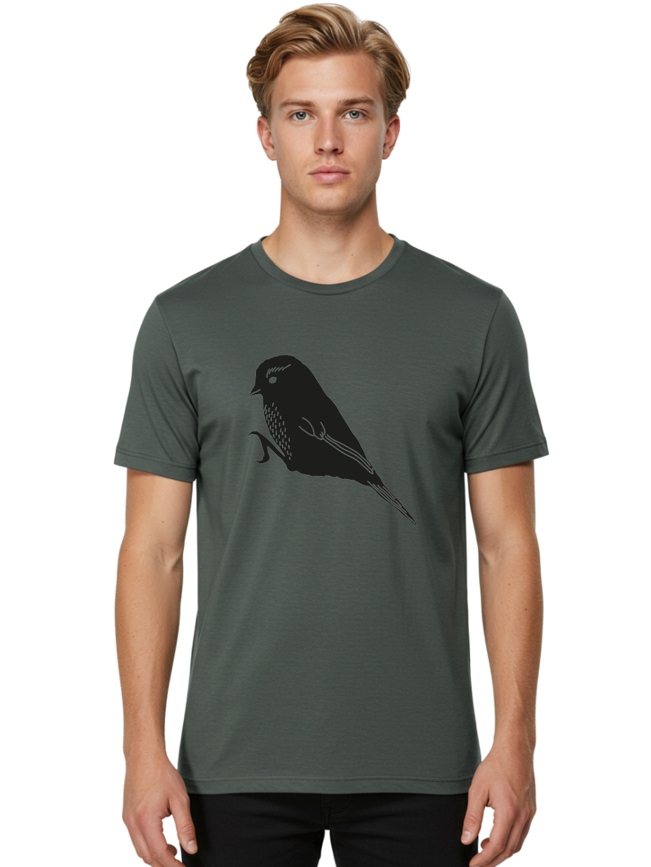 Bird Men'S Graphic Tee, 100% Cotton, Comfortable Casual Summer Wear, Machine Washable, Bird Silhouette, Sparrow Design, Simple Graphics, Minimalist Art, Avian Illustration, Wildlife Iconography, Feathered Friend Aac186