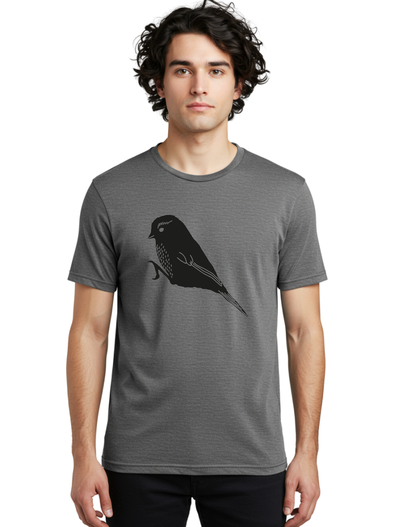 Bird Men'S Graphic Tee, 100% Cotton, Comfortable Casual Summer Wear, Machine Washable, Bird Silhouette, Sparrow Design, Simple Graphics, Minimalist Art, Avian Illustration, Wildlife Iconography, Feathered Friend Aac186