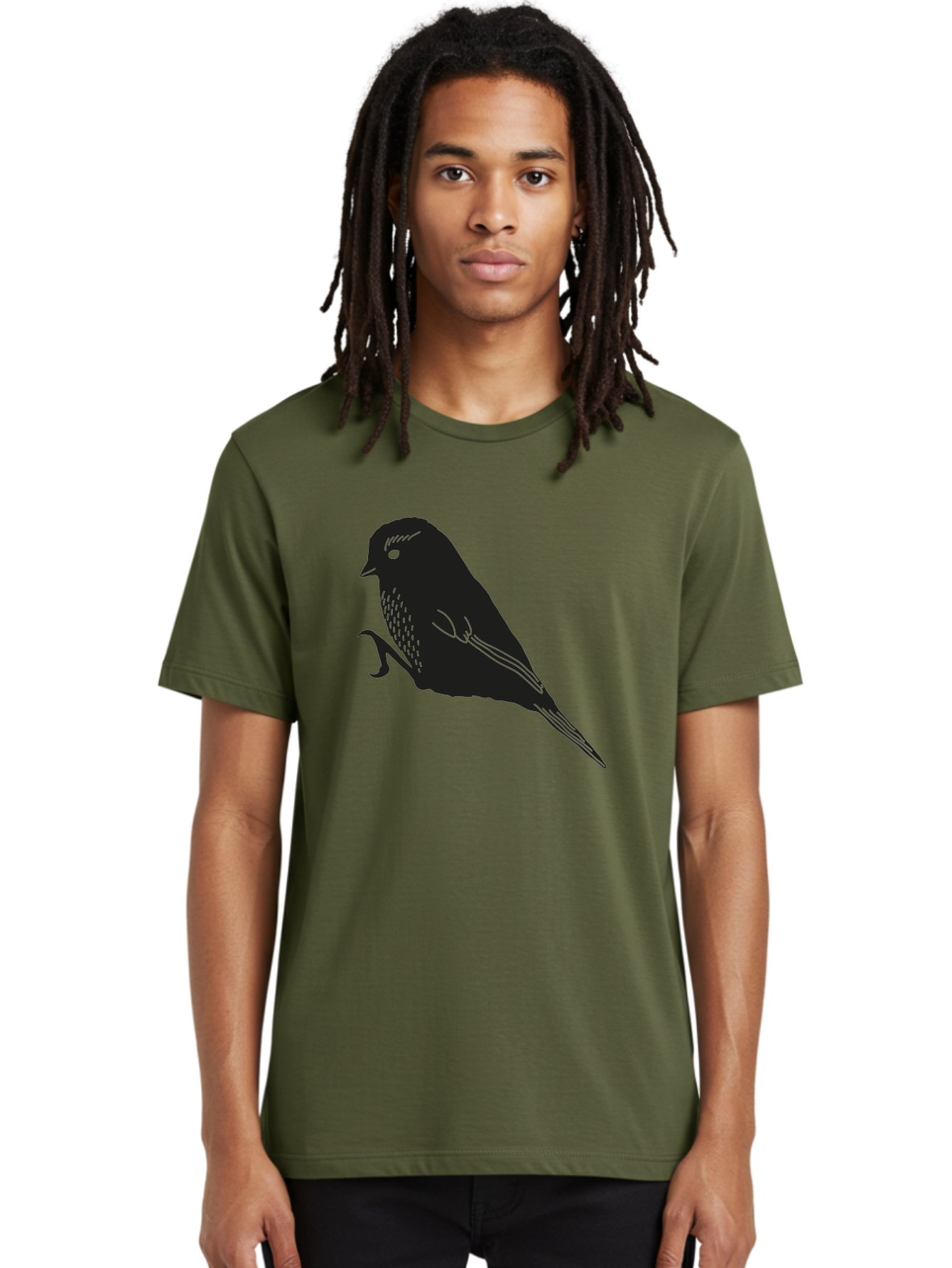 Bird Men'S Graphic Tee, 100% Cotton, Comfortable Casual Summer Wear, Machine Washable, Bird Silhouette, Sparrow Design, Simple Graphics, Minimalist Art, Avian Illustration, Wildlife Iconography, Feathered Friend Aac186