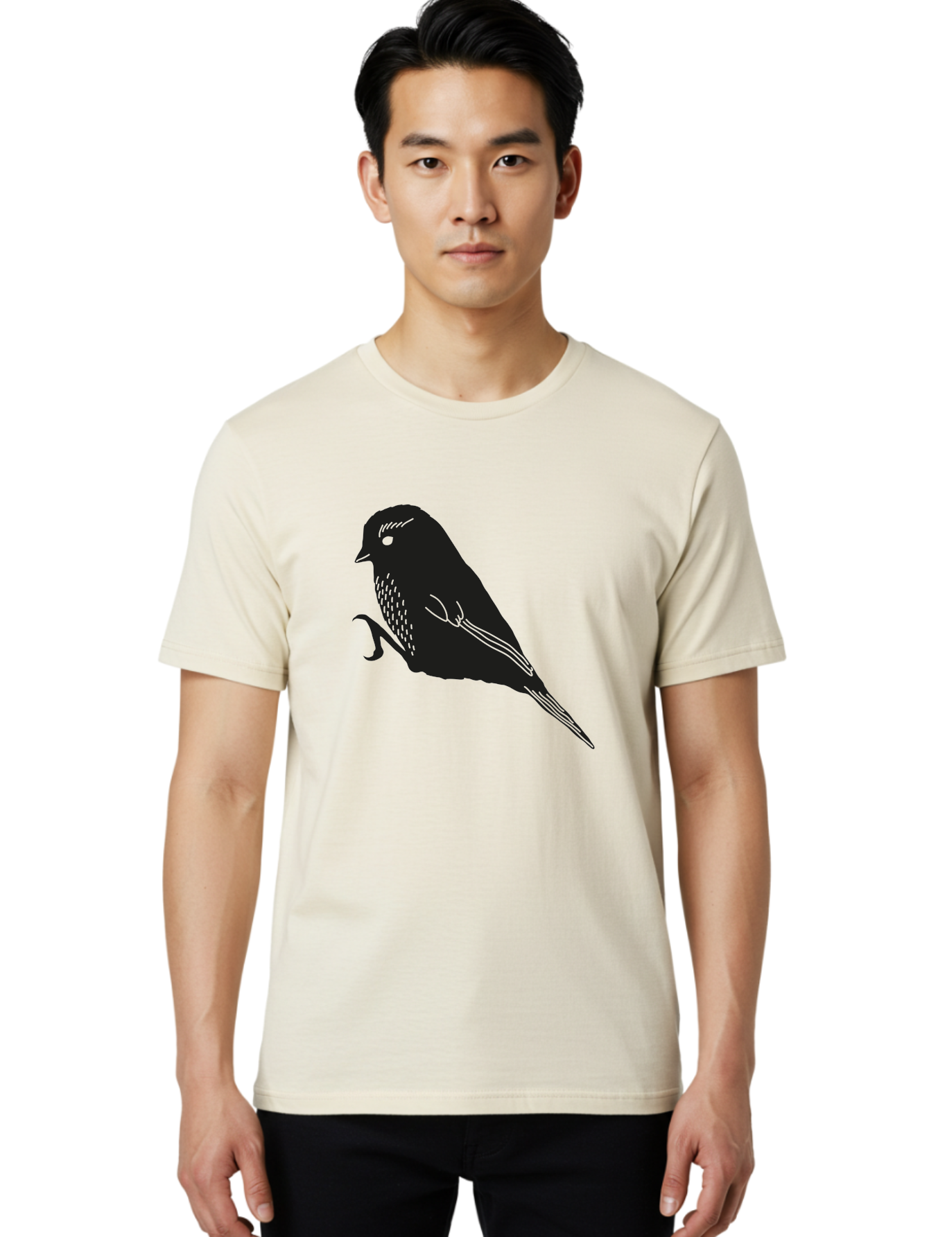 Bird Men'S Graphic Tee, 100% Cotton, Comfortable Casual Summer Wear, Machine Washable, Bird Silhouette, Sparrow Design, Simple Graphics, Minimalist Art, Avian Illustration, Wildlife Iconography, Feathered Friend Aac186