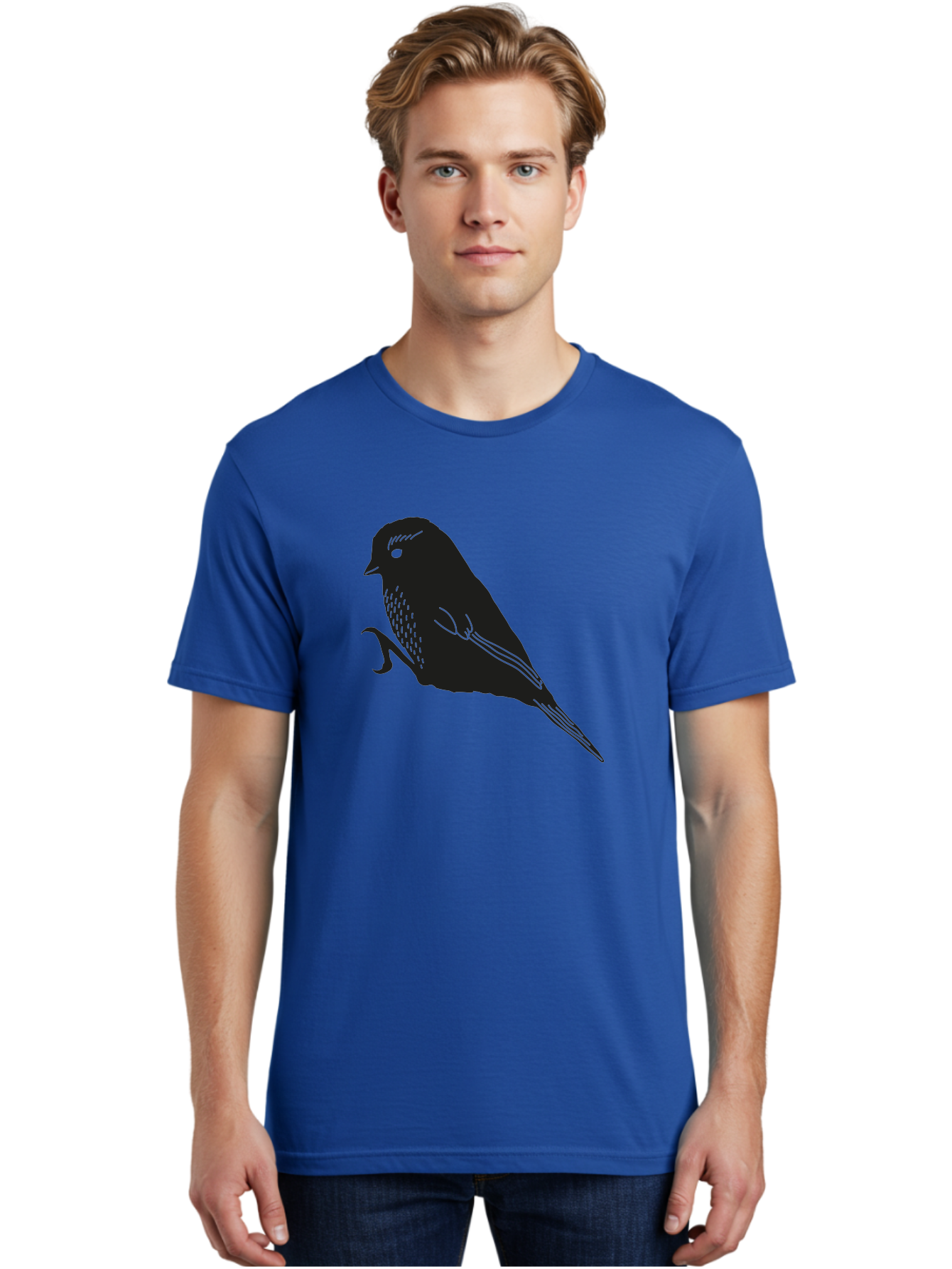 Bird Men'S Graphic Tee, 100% Cotton, Comfortable Casual Summer Wear, Machine Washable, Bird Silhouette, Sparrow Design, Simple Graphics, Minimalist Art, Avian Illustration, Wildlife Iconography, Feathered Friend Aac186