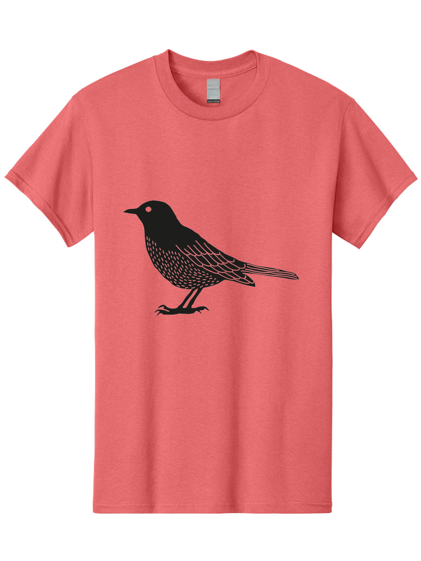 Black-Bird Men'S Graphic Tee, 100% Cotton, Comfortable Casual Summer Wear, Machine Washable, Black Bird, Bird Silhouette, Simple Art, Minimalist Design, Wildlife Illustration, Green Eye, Bird Watching, Nature Graphics Aac188