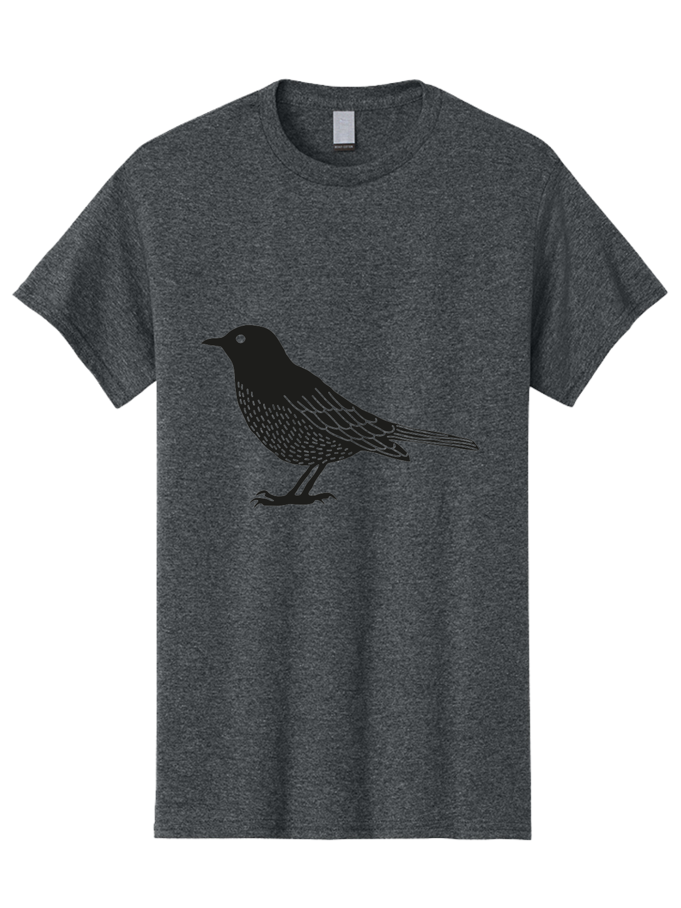 Black-Bird Men'S Graphic Tee, 100% Cotton, Comfortable Casual Summer Wear, Machine Washable, Black Bird, Bird Silhouette, Simple Art, Minimalist Design, Wildlife Illustration, Green Eye, Bird Watching, Nature Graphics Aac188