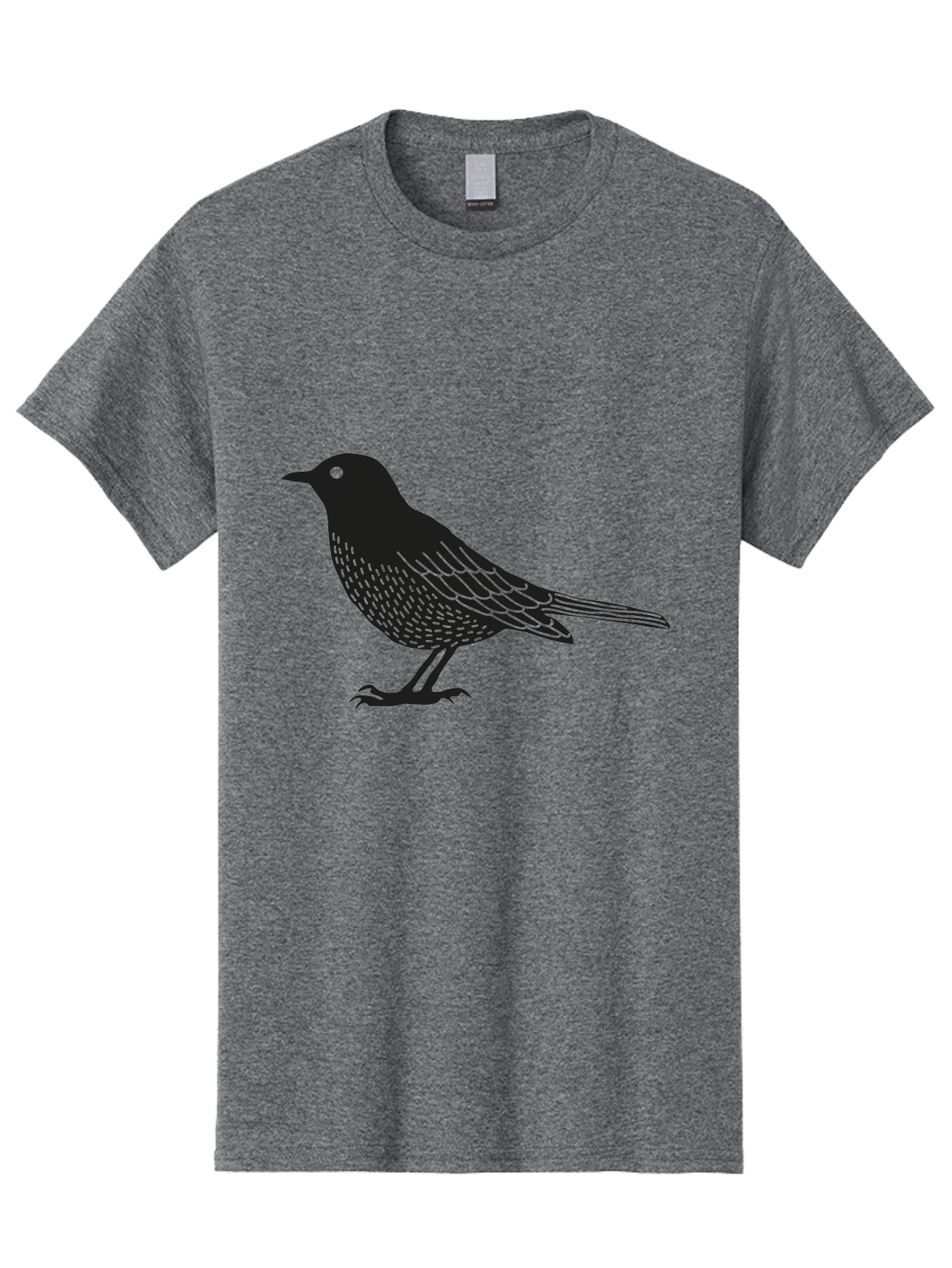 Black-Bird Men'S Graphic Tee, 100% Cotton, Comfortable Casual Summer Wear, Machine Washable, Black Bird, Bird Silhouette, Simple Art, Minimalist Design, Wildlife Illustration, Green Eye, Bird Watching, Nature Graphics Aac188
