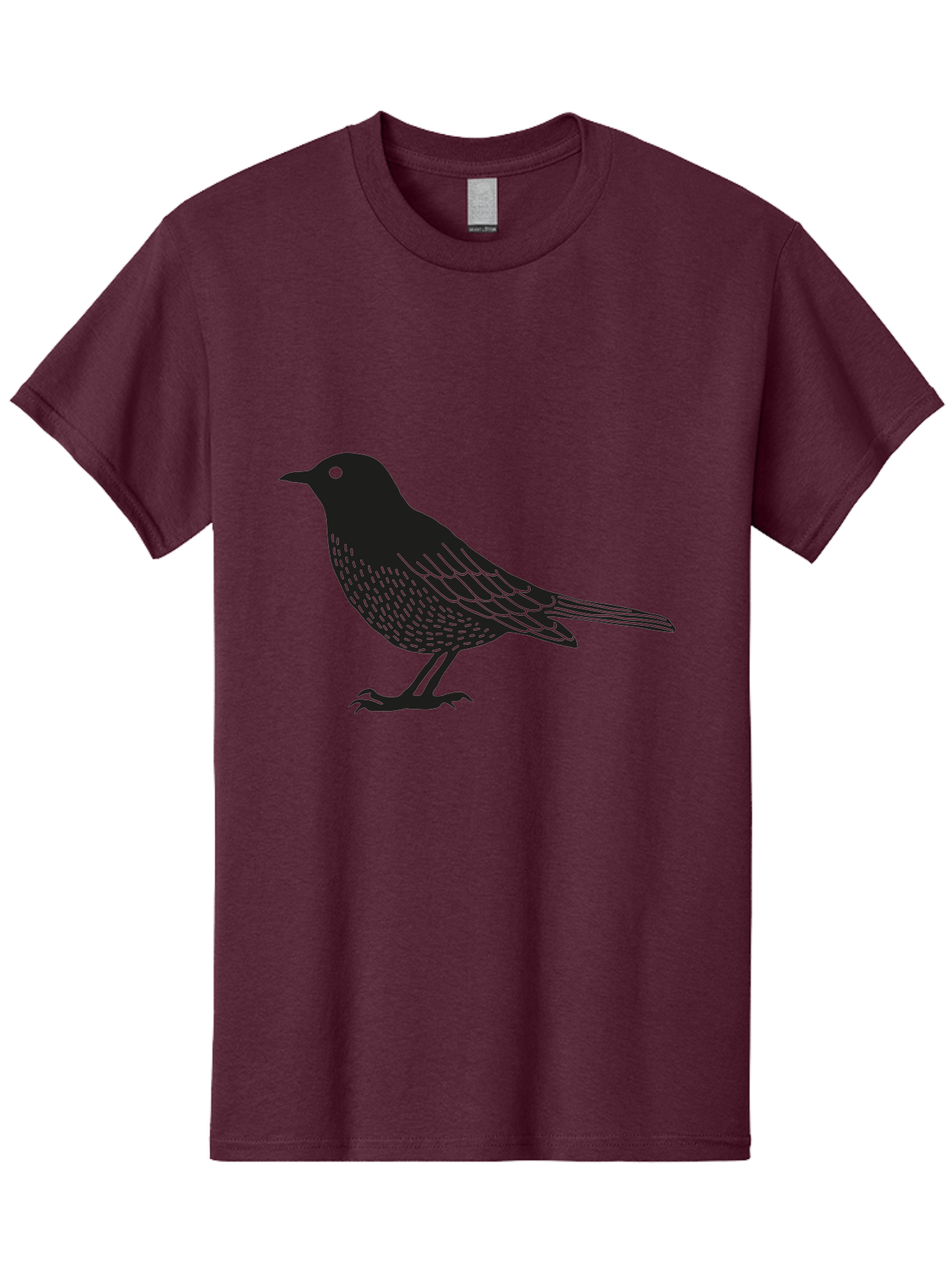 Black-Bird Men'S Graphic Tee, 100% Cotton, Comfortable Casual Summer Wear, Machine Washable, Black Bird, Bird Silhouette, Simple Art, Minimalist Design, Wildlife Illustration, Green Eye, Bird Watching, Nature Graphics Aac188
