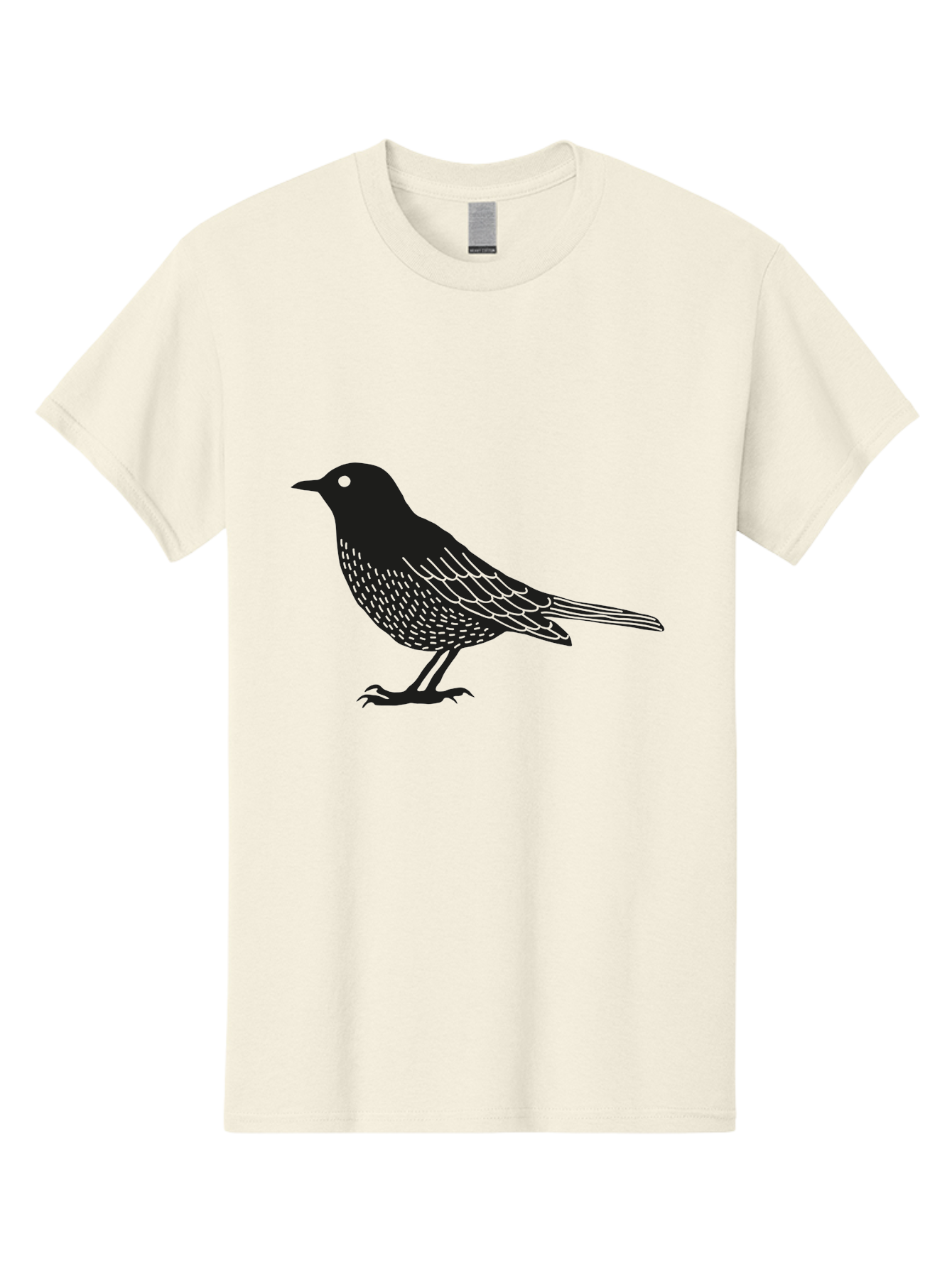 Black-Bird Men'S Graphic Tee, 100% Cotton, Comfortable Casual Summer Wear, Machine Washable, Black Bird, Bird Silhouette, Simple Art, Minimalist Design, Wildlife Illustration, Green Eye, Bird Watching, Nature Graphics Aac188