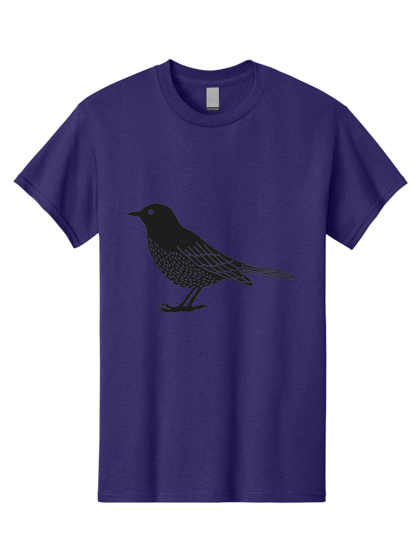 Black-Bird Men'S Graphic Tee, 100% Cotton, Comfortable Casual Summer Wear, Machine Washable, Black Bird, Bird Silhouette, Simple Art, Minimalist Design, Wildlife Illustration, Green Eye, Bird Watching, Nature Graphics Aac188