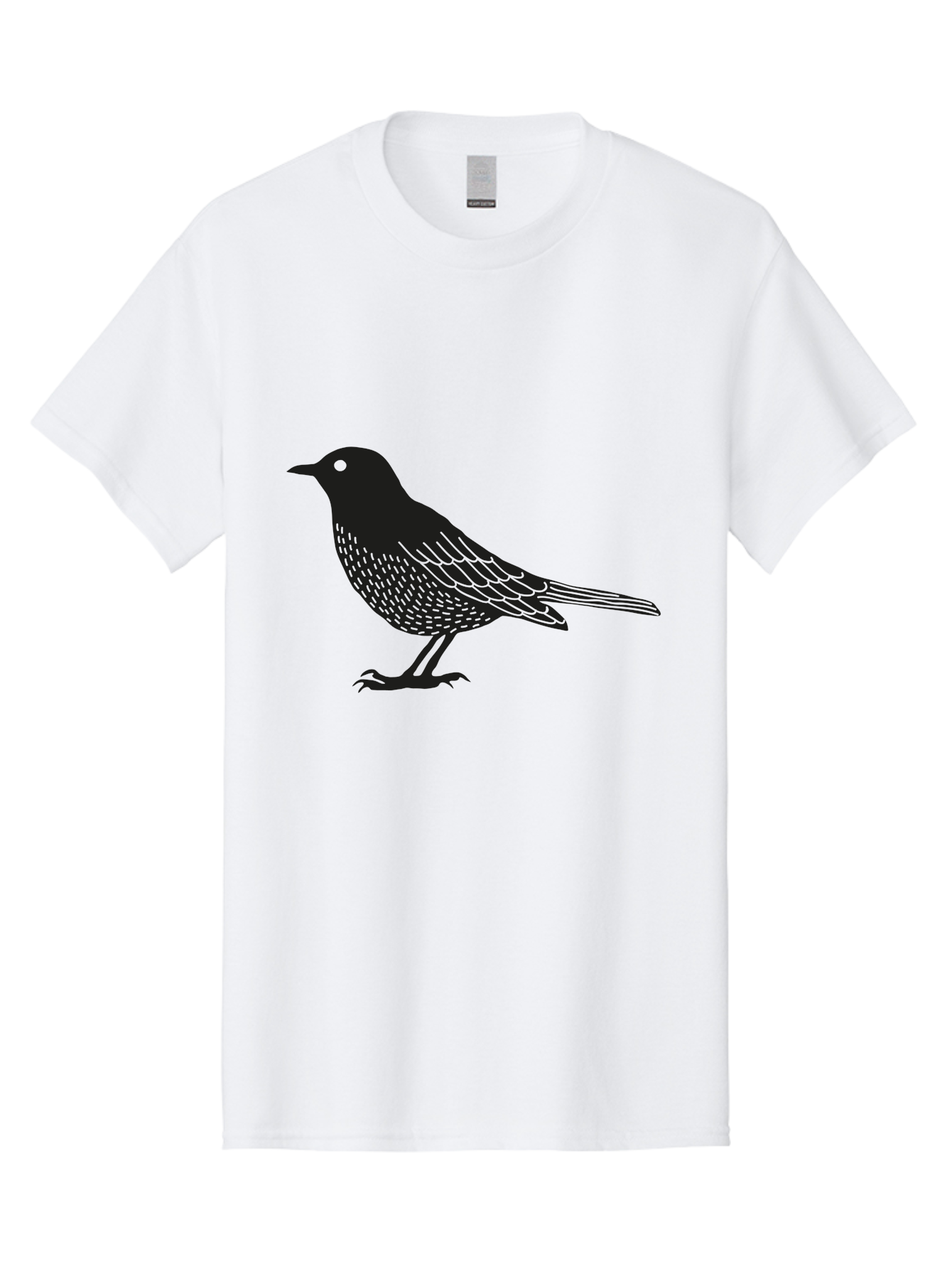 Black-Bird Men'S Graphic Tee, 100% Cotton, Comfortable Casual Summer Wear, Machine Washable, Black Bird, Bird Silhouette, Simple Art, Minimalist Design, Wildlife Illustration, Green Eye, Bird Watching, Nature Graphics Aac188