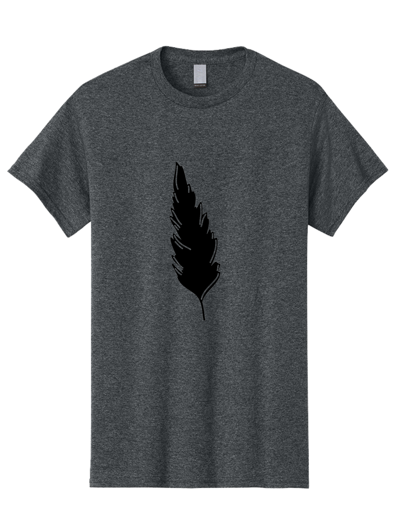 Black-Feather Men'S Graphic Tee, 100% Cotton, Comfortable Casual Summer Wear, Machine Washable, Feather Silhouette, Winged Icon, Simple Design, Minimalist Art, Feather Graphic, Black Silhouette Aac189
