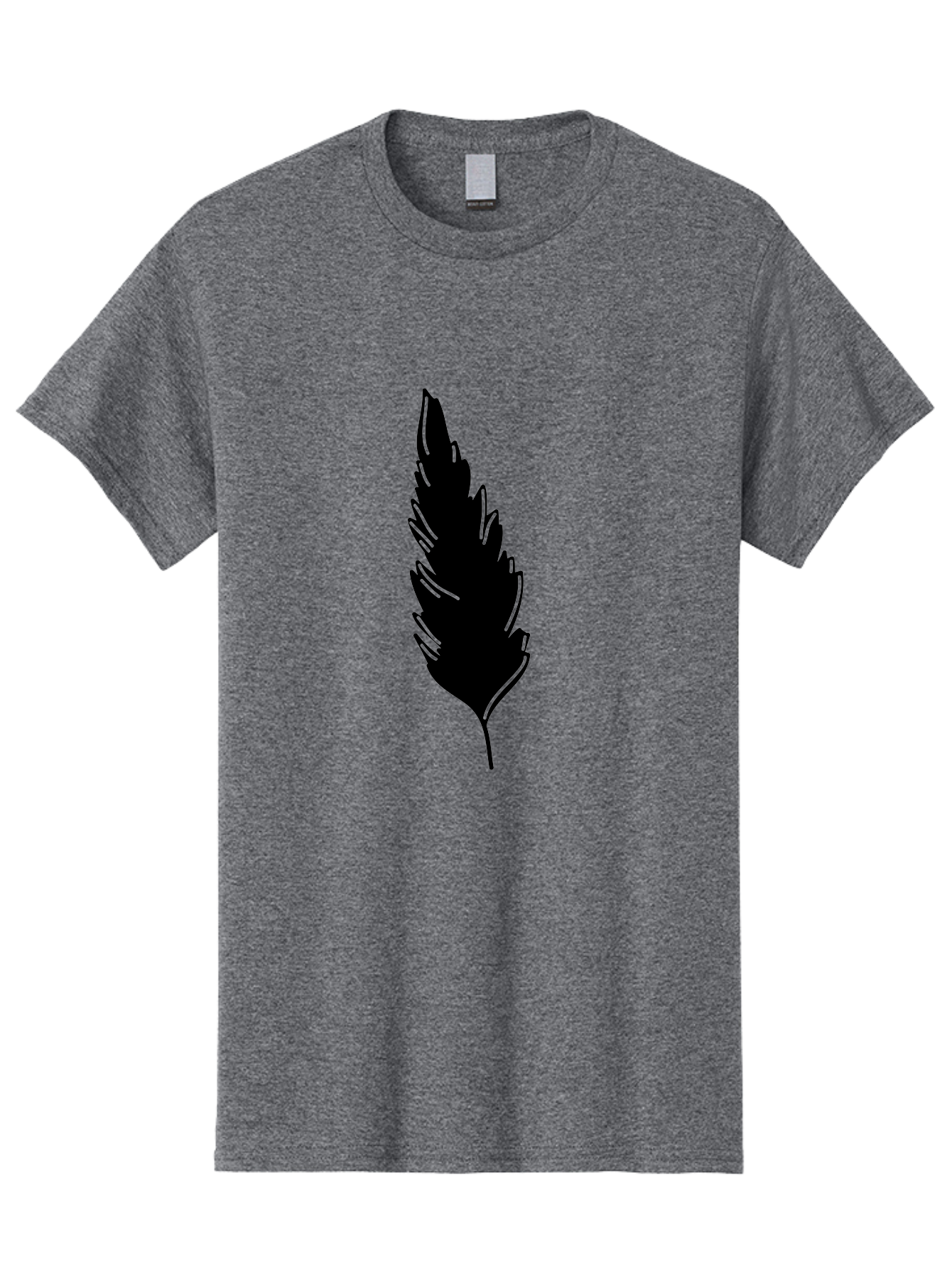 Black-Feather Men'S Graphic Tee, 100% Cotton, Comfortable Casual Summer Wear, Machine Washable, Feather Silhouette, Winged Icon, Simple Design, Minimalist Art, Feather Graphic, Black Silhouette Aac189