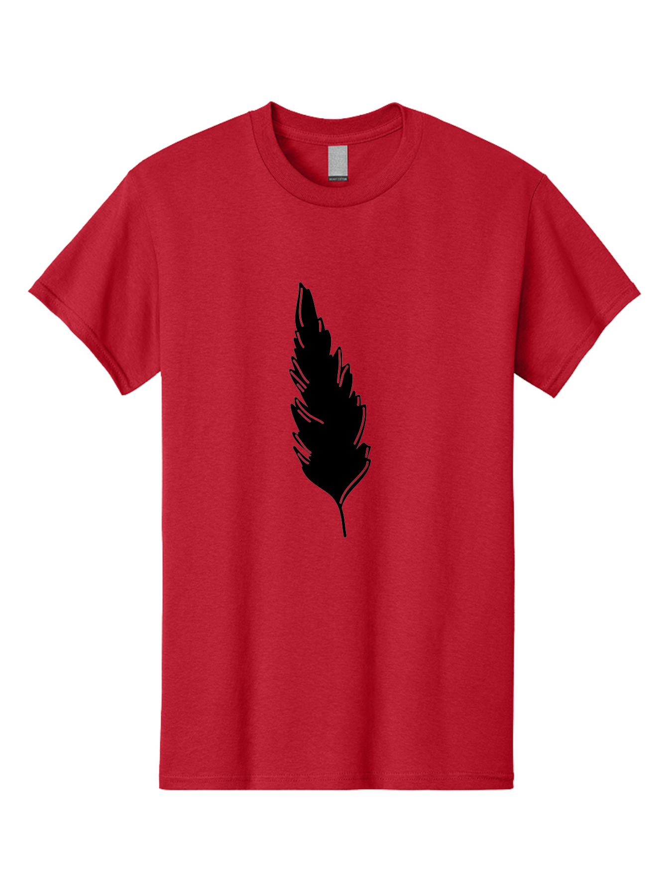 Black-Feather Men'S Graphic Tee, 100% Cotton, Comfortable Casual Summer Wear, Machine Washable, Feather Silhouette, Winged Icon, Simple Design, Minimalist Art, Feather Graphic, Black Silhouette Aac189