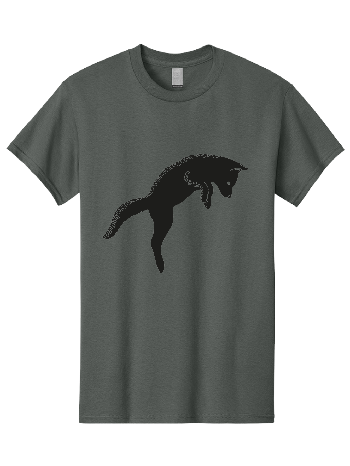 Black-Fox-Silhouette Men'S Graphic Tee, 100% Cotton, Comfortable Casual Summer Wear, Machine Washable, Squirrel Silhouette, Animal Graphic, Wildlife Illustration, Forest Creature, Cute Animal, Jumping Squirrel, Nut Love, Tree Dweller, Aac190