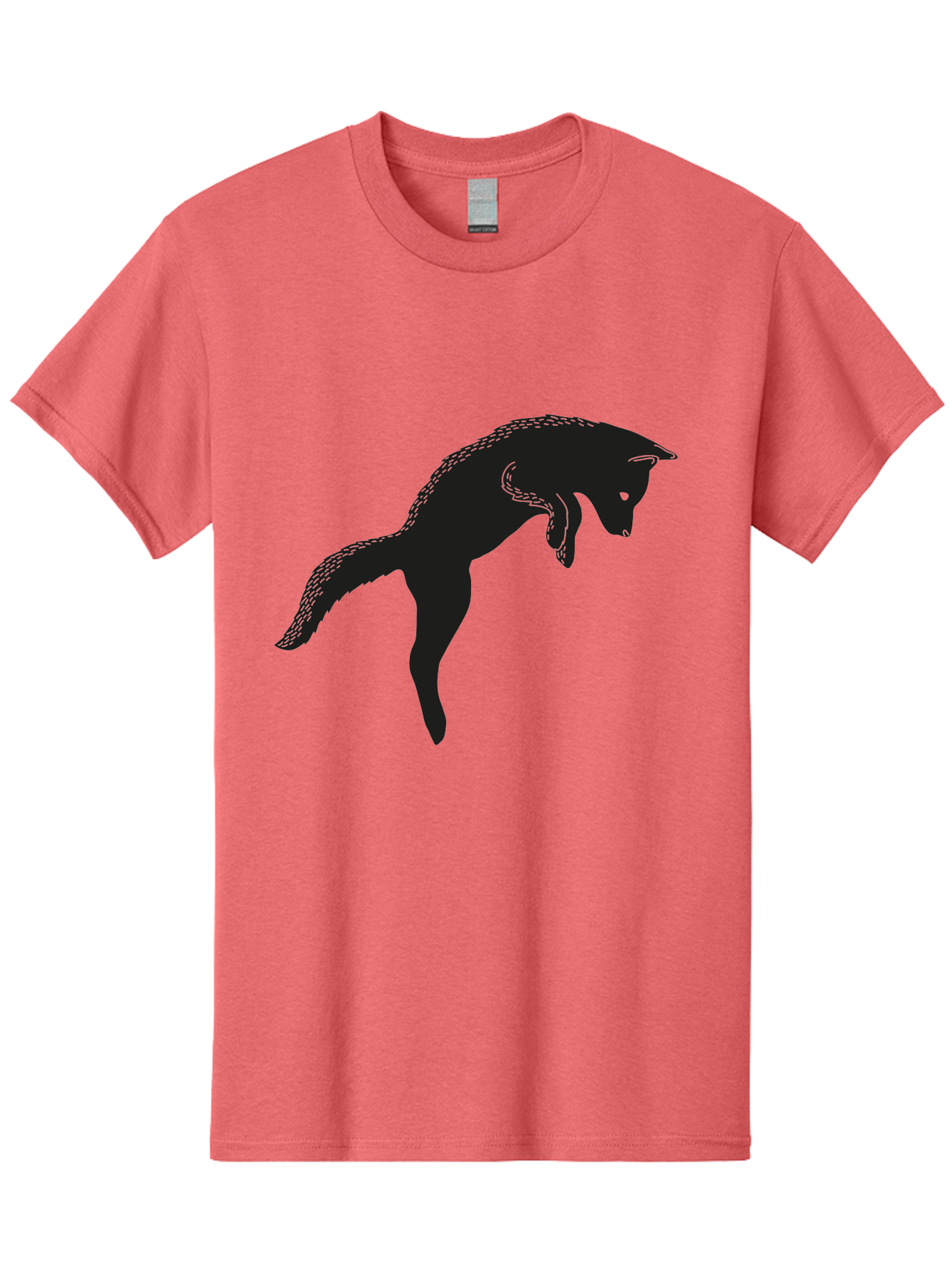 Black-Fox-Silhouette Men'S Graphic Tee, 100% Cotton, Comfortable Casual Summer Wear, Machine Washable, Squirrel Silhouette, Animal Graphic, Wildlife Illustration, Forest Creature, Cute Animal, Jumping Squirrel, Nut Love, Tree Dweller, Aac190