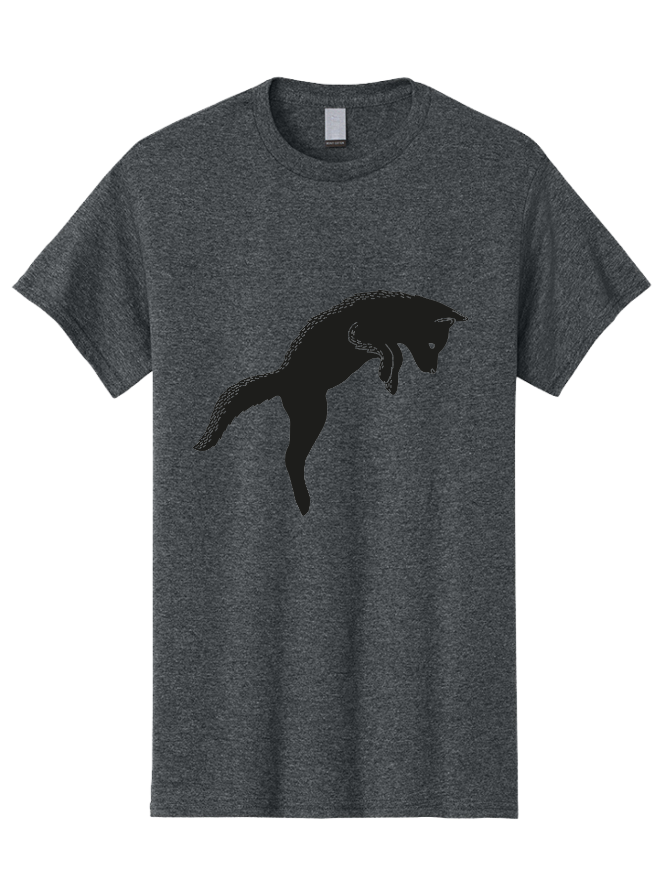 Black-Fox-Silhouette Men'S Graphic Tee, 100% Cotton, Comfortable Casual Summer Wear, Machine Washable, Squirrel Silhouette, Animal Graphic, Wildlife Illustration, Forest Creature, Cute Animal, Jumping Squirrel, Nut Love, Tree Dweller, Aac190