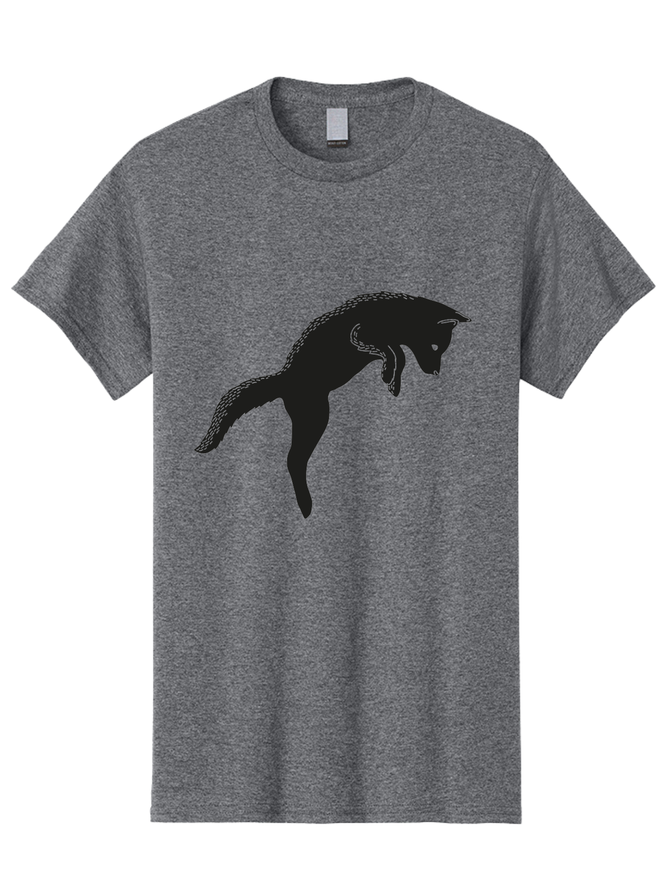 Black-Fox-Silhouette Men'S Graphic Tee, 100% Cotton, Comfortable Casual Summer Wear, Machine Washable, Squirrel Silhouette, Animal Graphic, Wildlife Illustration, Forest Creature, Cute Animal, Jumping Squirrel, Nut Love, Tree Dweller, Aac190