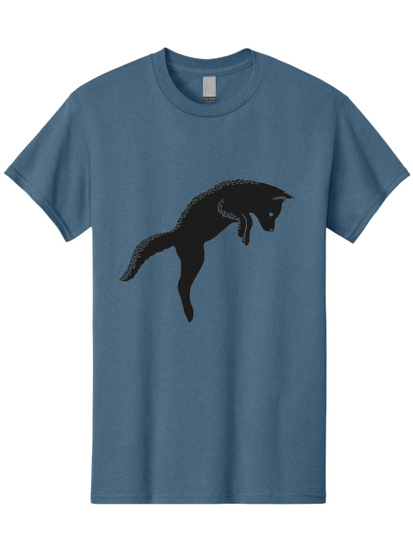 Black-Fox-Silhouette Men'S Graphic Tee, 100% Cotton, Comfortable Casual Summer Wear, Machine Washable, Squirrel Silhouette, Animal Graphic, Wildlife Illustration, Forest Creature, Cute Animal, Jumping Squirrel, Nut Love, Tree Dweller, Aac190