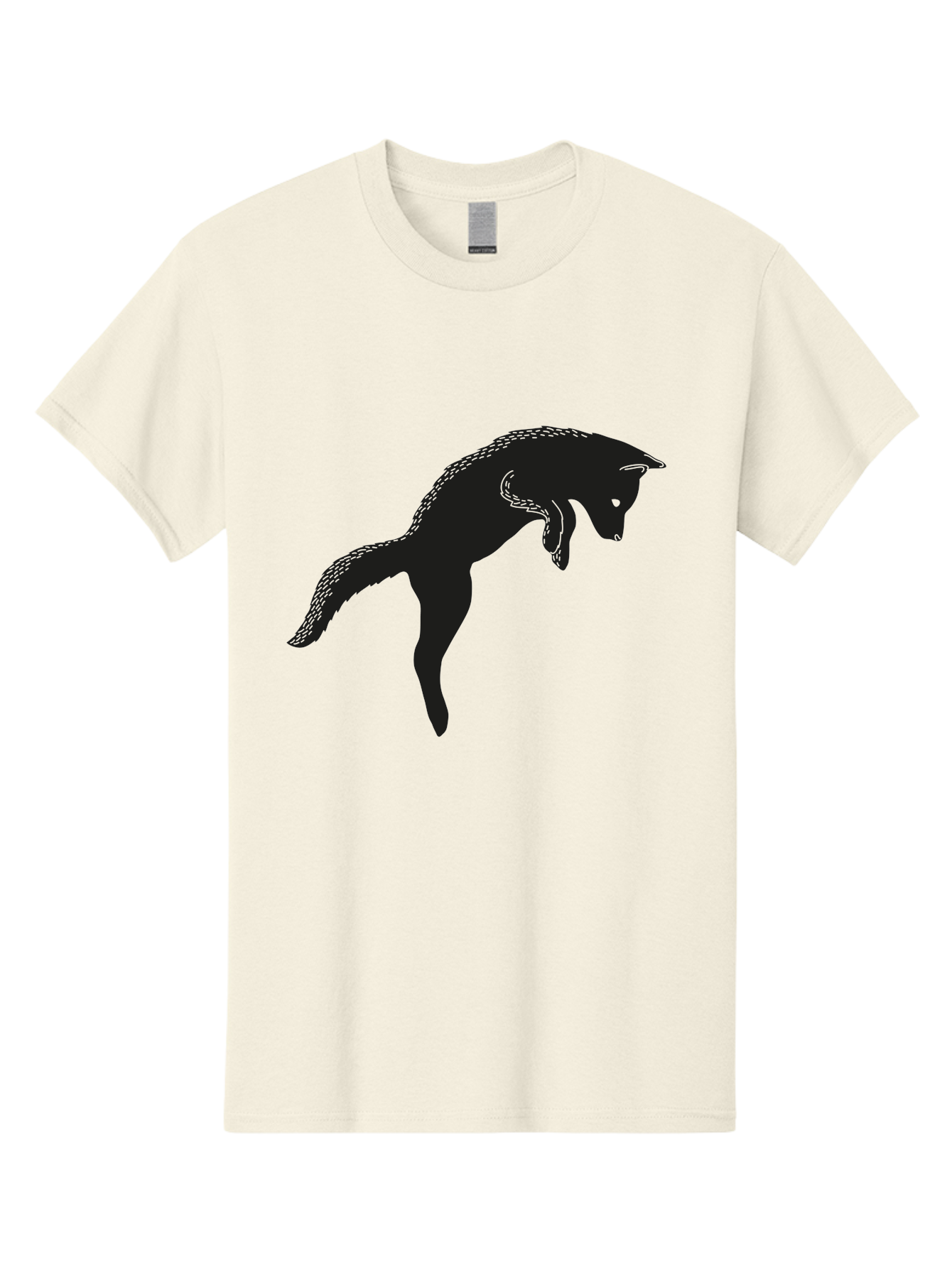 Black-Fox-Silhouette Men'S Graphic Tee, 100% Cotton, Comfortable Casual Summer Wear, Machine Washable, Squirrel Silhouette, Animal Graphic, Wildlife Illustration, Forest Creature, Cute Animal, Jumping Squirrel, Nut Love, Tree Dweller, Aac190
