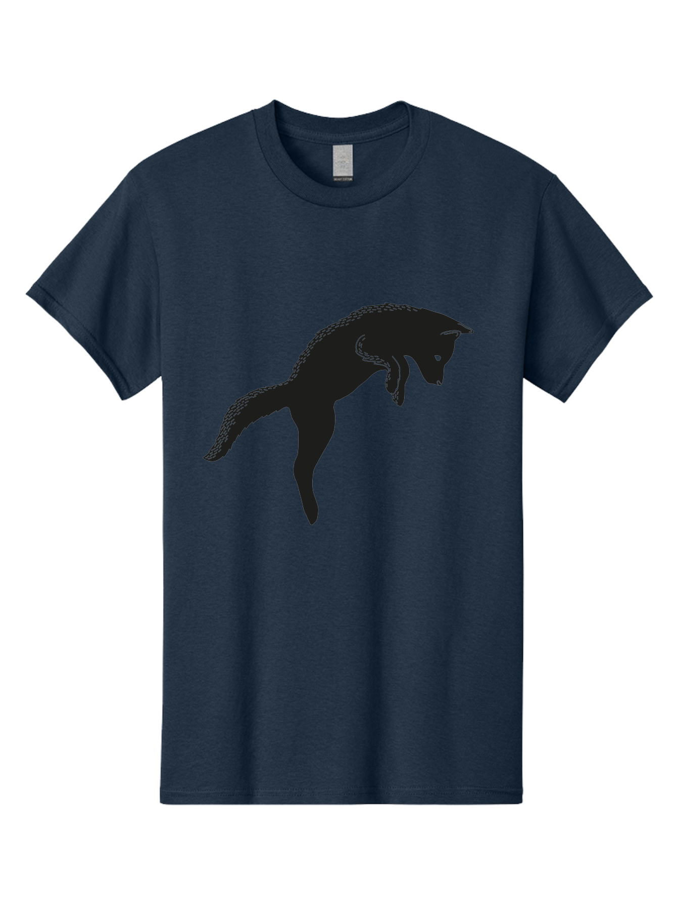 Black-Fox-Silhouette Men'S Graphic Tee, 100% Cotton, Comfortable Casual Summer Wear, Machine Washable, Squirrel Silhouette, Animal Graphic, Wildlife Illustration, Forest Creature, Cute Animal, Jumping Squirrel, Nut Love, Tree Dweller, Aac190