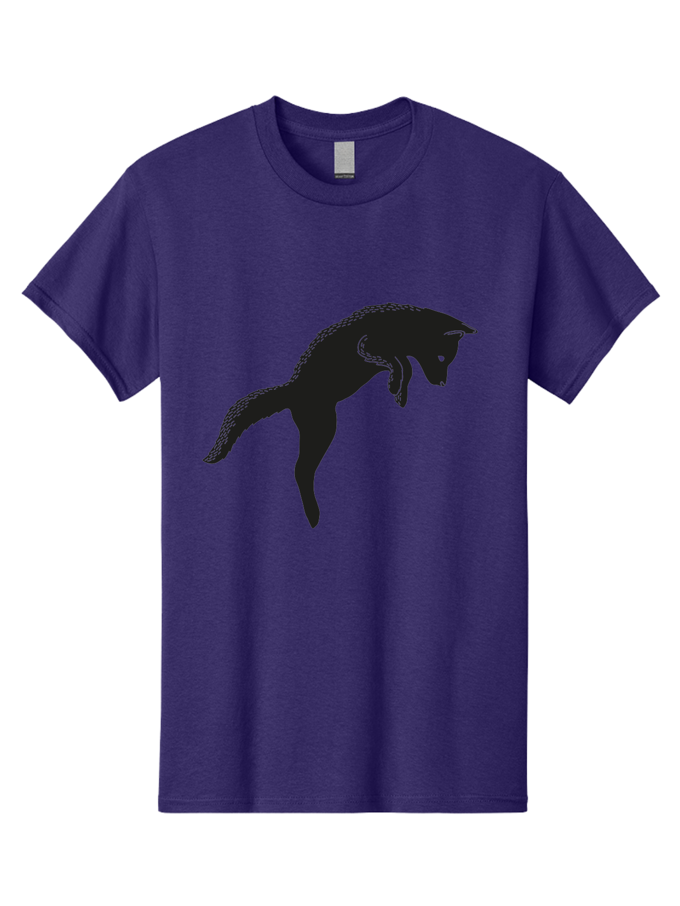 Black-Fox-Silhouette Men'S Graphic Tee, 100% Cotton, Comfortable Casual Summer Wear, Machine Washable, Squirrel Silhouette, Animal Graphic, Wildlife Illustration, Forest Creature, Cute Animal, Jumping Squirrel, Nut Love, Tree Dweller, Aac190