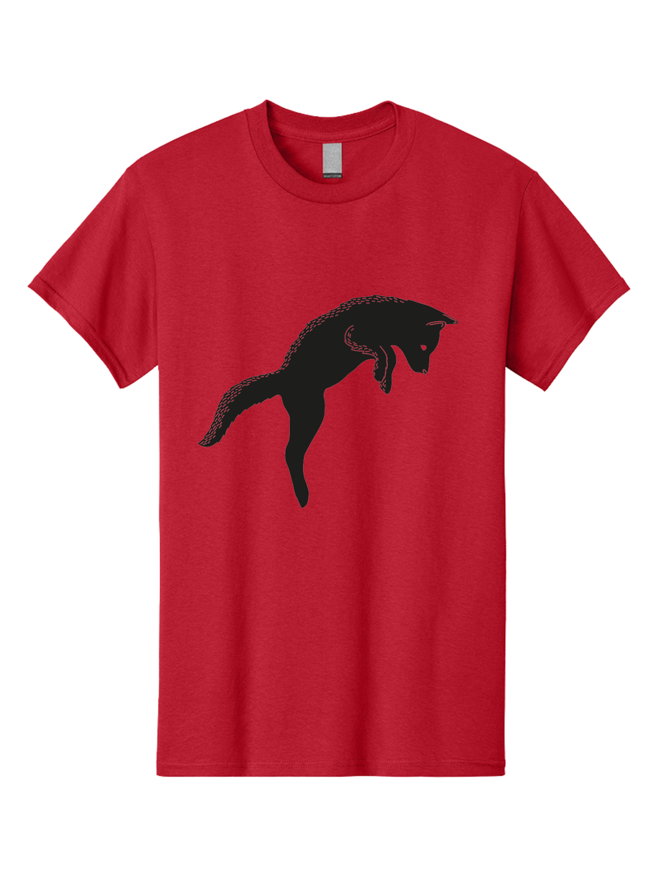 Black-Fox-Silhouette Men'S Graphic Tee, 100% Cotton, Comfortable Casual Summer Wear, Machine Washable, Squirrel Silhouette, Animal Graphic, Wildlife Illustration, Forest Creature, Cute Animal, Jumping Squirrel, Nut Love, Tree Dweller, Aac190