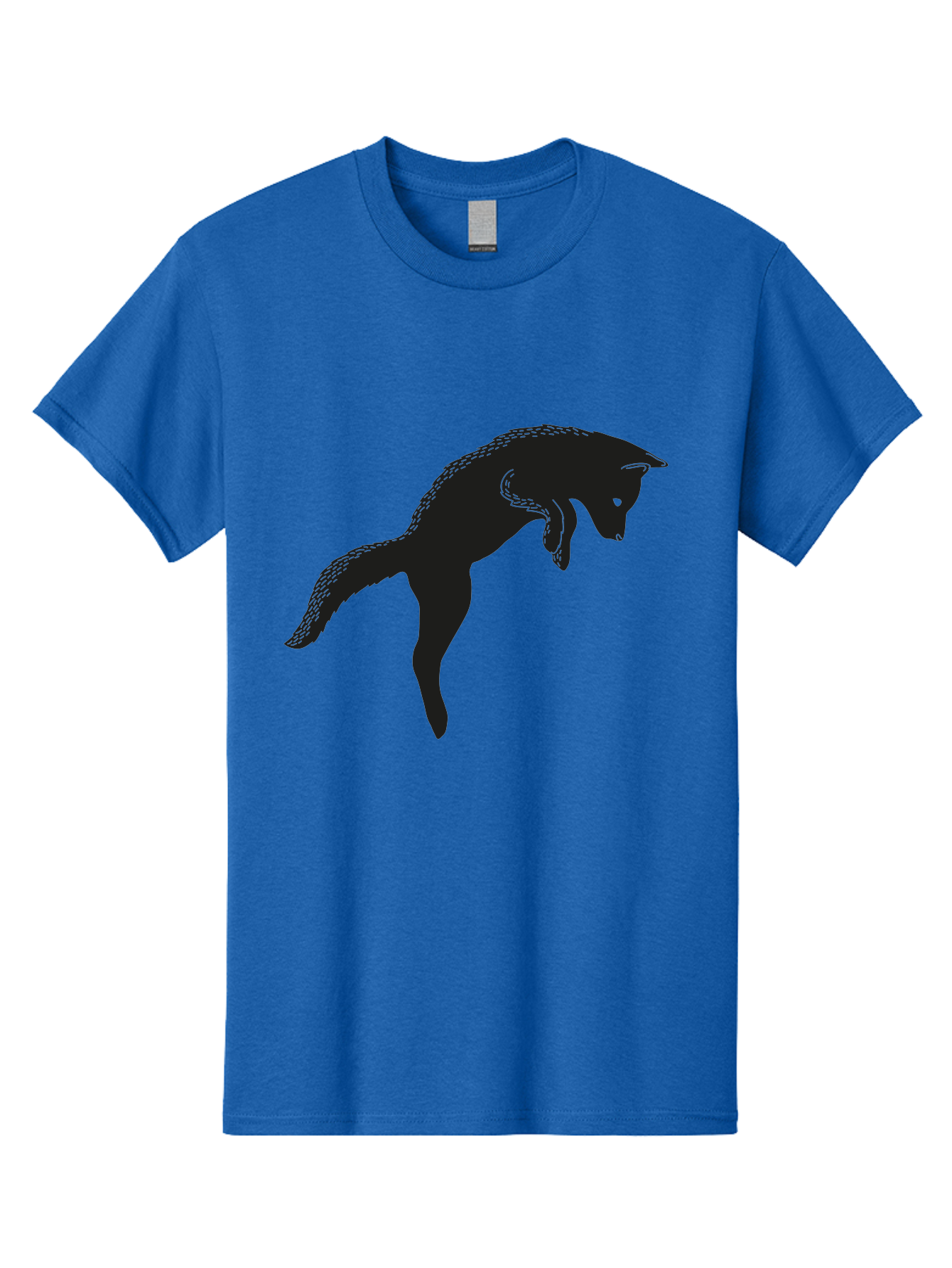 Black-Fox-Silhouette Men'S Graphic Tee, 100% Cotton, Comfortable Casual Summer Wear, Machine Washable, Squirrel Silhouette, Animal Graphic, Wildlife Illustration, Forest Creature, Cute Animal, Jumping Squirrel, Nut Love, Tree Dweller, Aac190