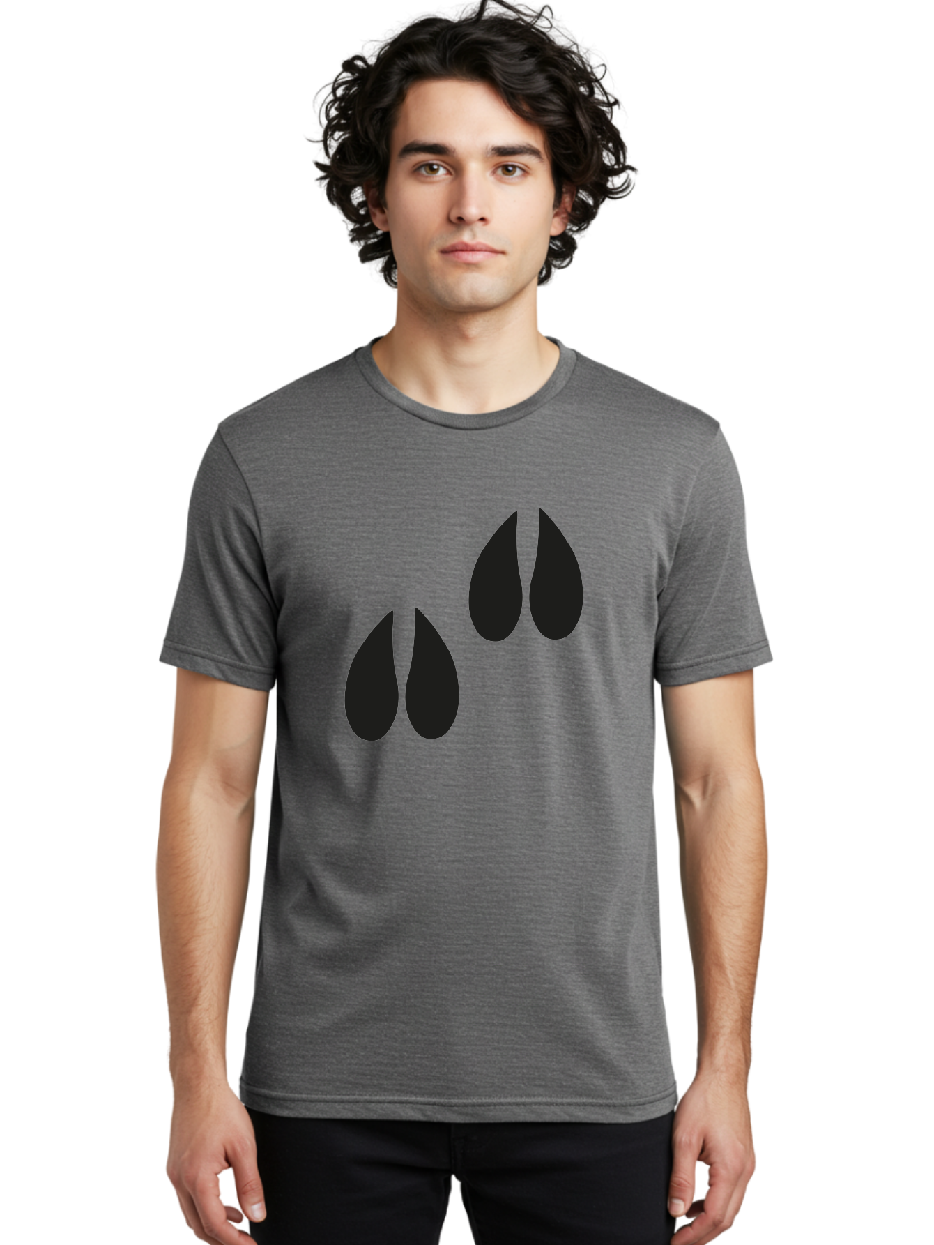 Black-Tears Men'S Graphic Tee, 100% Cotton, Comfortable Casual Summer Wear, Machine Washable, Water Drops, Black Silhouette, Teardrop Shape, Minimalist Design, Simple Graphics, Abstract Art, Black And Green Aac193