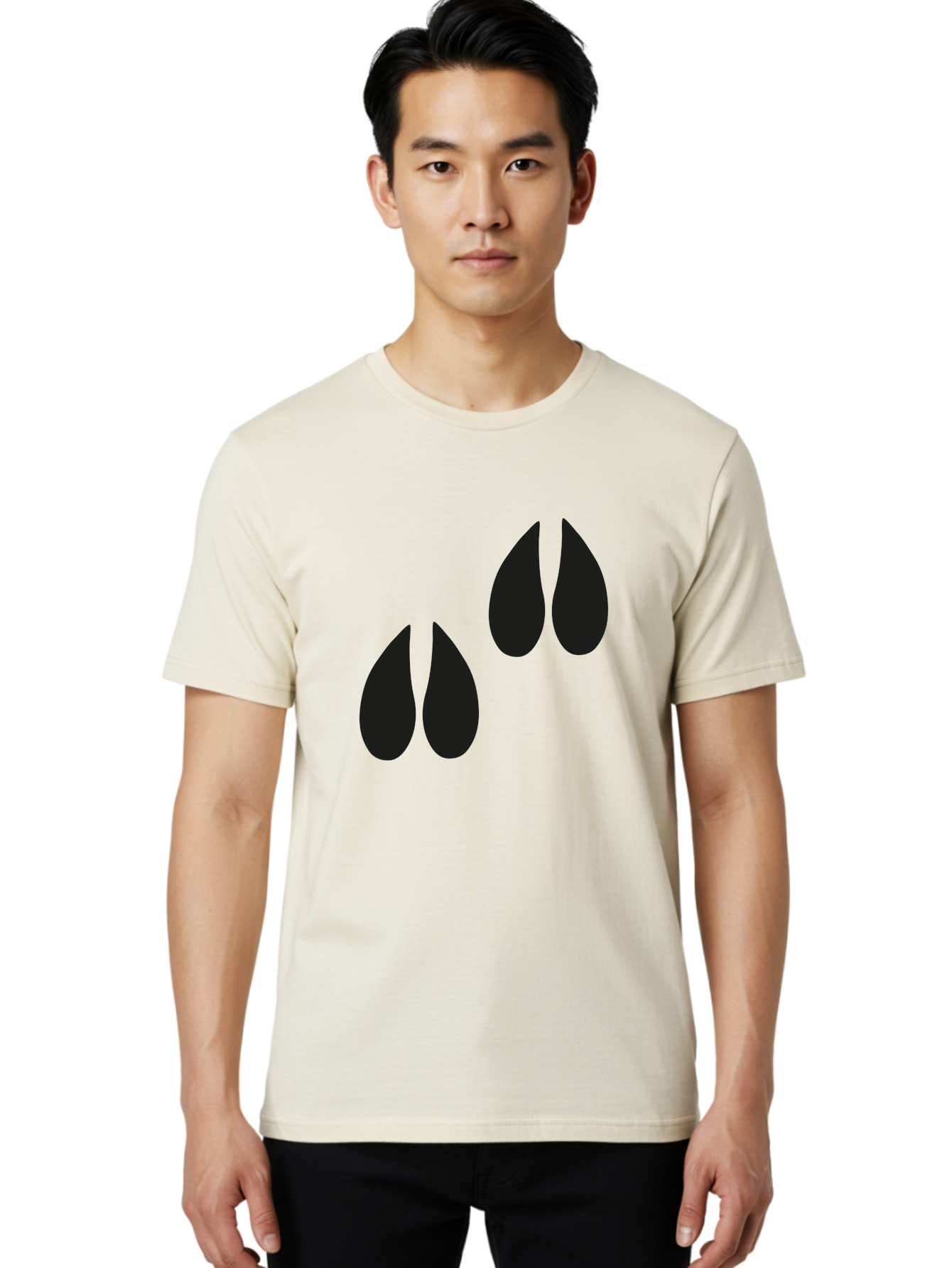 Black-Tears Men'S Graphic Tee, 100% Cotton, Comfortable Casual Summer Wear, Machine Washable, Water Drops, Black Silhouette, Teardrop Shape, Minimalist Design, Simple Graphics, Abstract Art, Black And Green Aac193