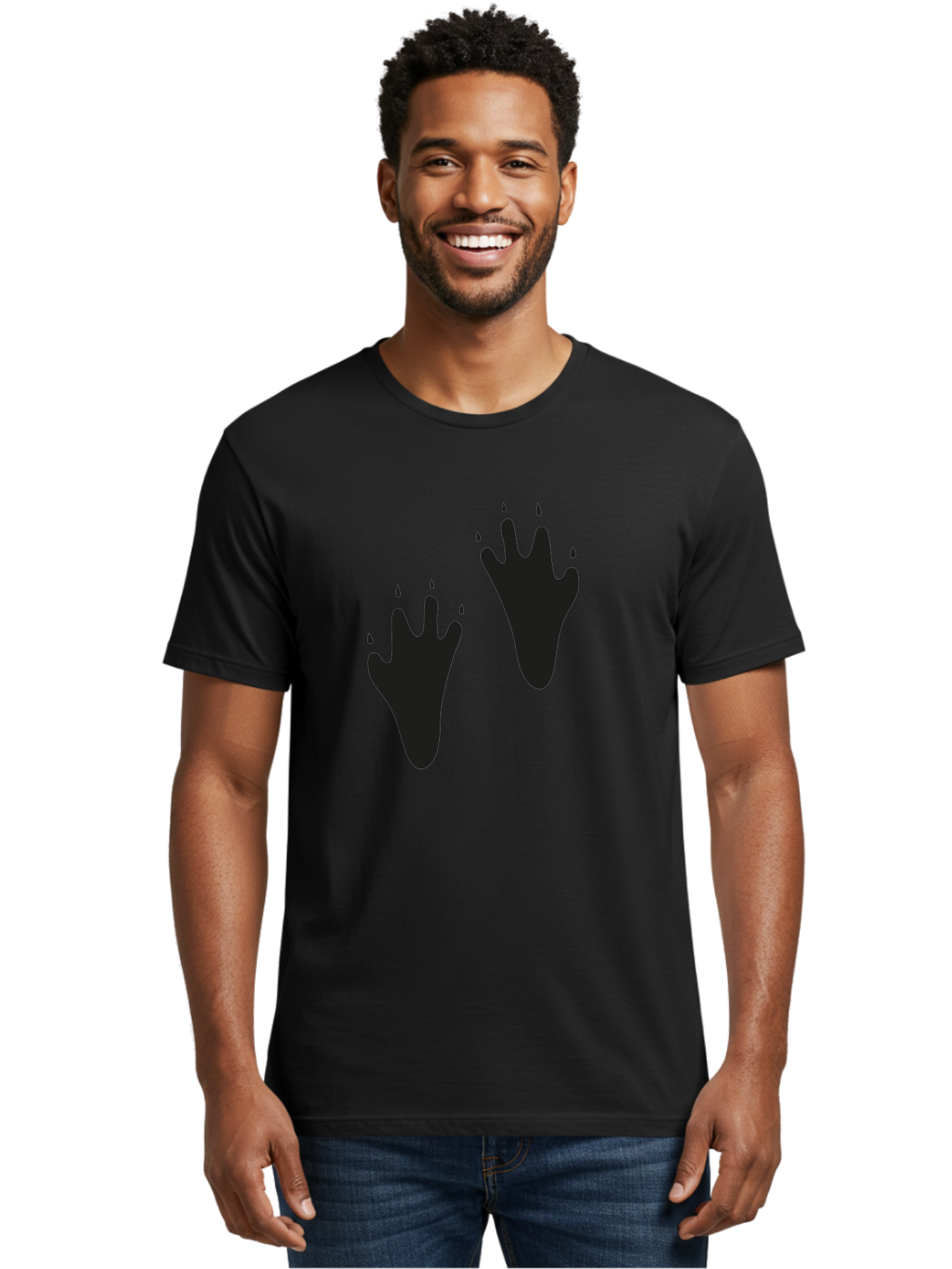 Bloody-Footprints Men'S Graphic Tee, 100% Cotton, Comfortable Casual Summer Wear, Machine Washable, Bloody Footprints, Black Footprints, Dripping Blood, Crime Scene, Forensic Evidence, Violence, Dark Atmosphere, Horror Theme Aac194